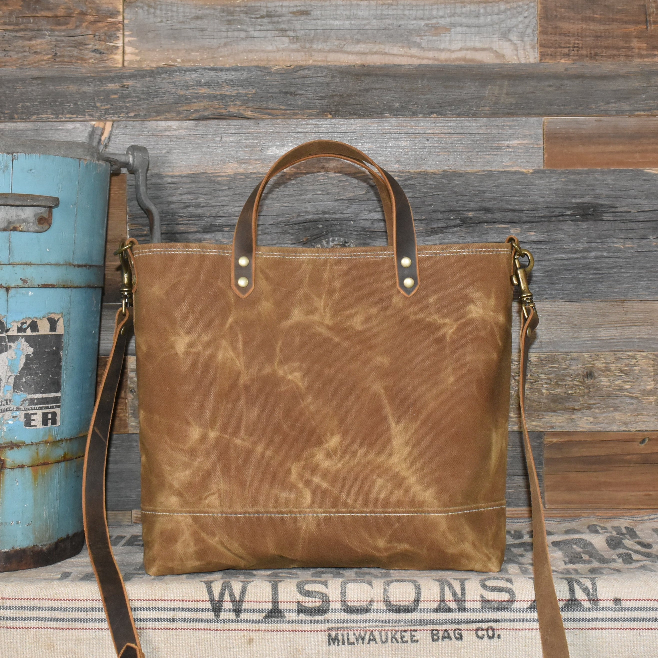 Vintage Quilt + Vintage Georgia Pennant Waxed Canvas Tote