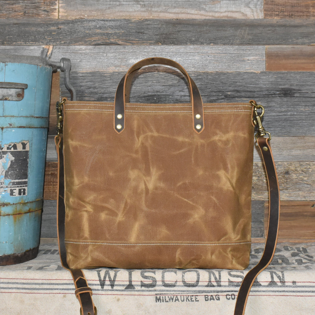 Vintage Quilt + Vintage Gold Medal Feed Sack Waxed Canvas Tote