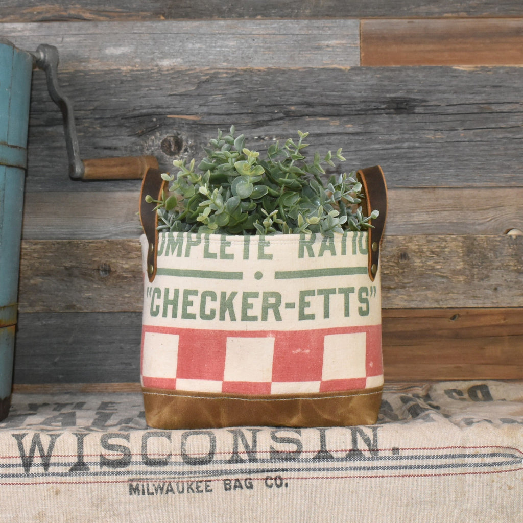Vintage Purina Feed Sack Basket Tote