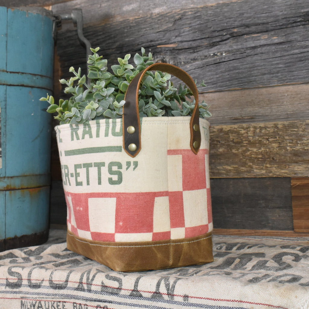 Vintage Purina Feed Sack Basket Tote
