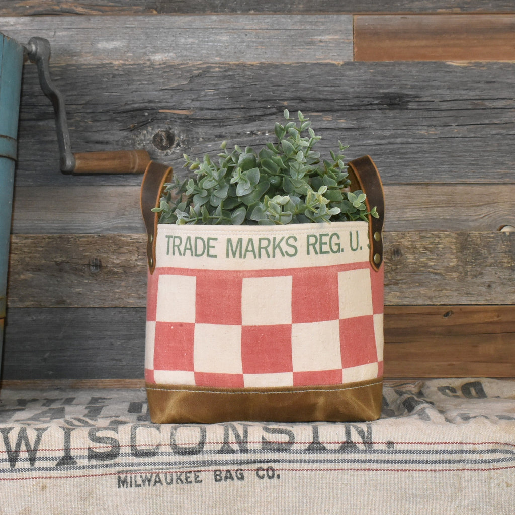 Vintage Purina Feed Sack Basket Tote
