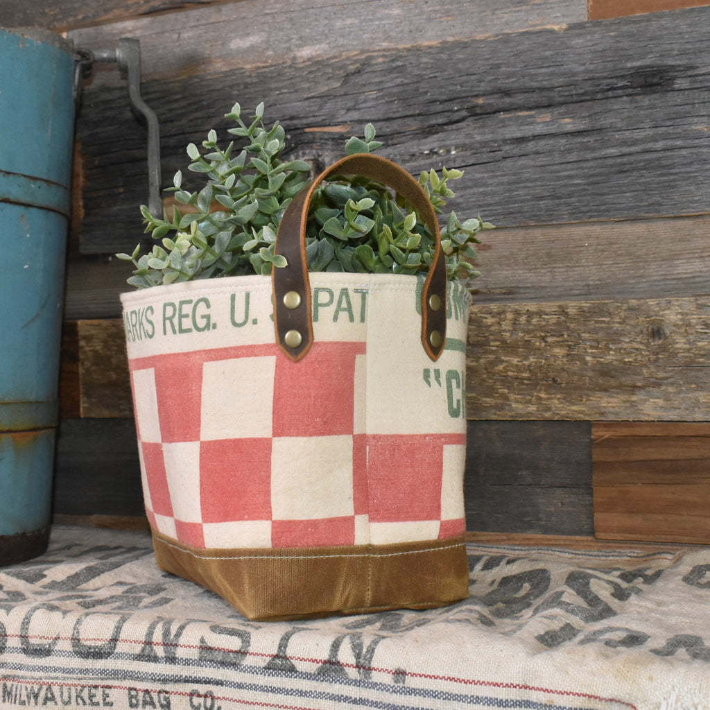 Vintage Purina Feed Sack Basket Tote
