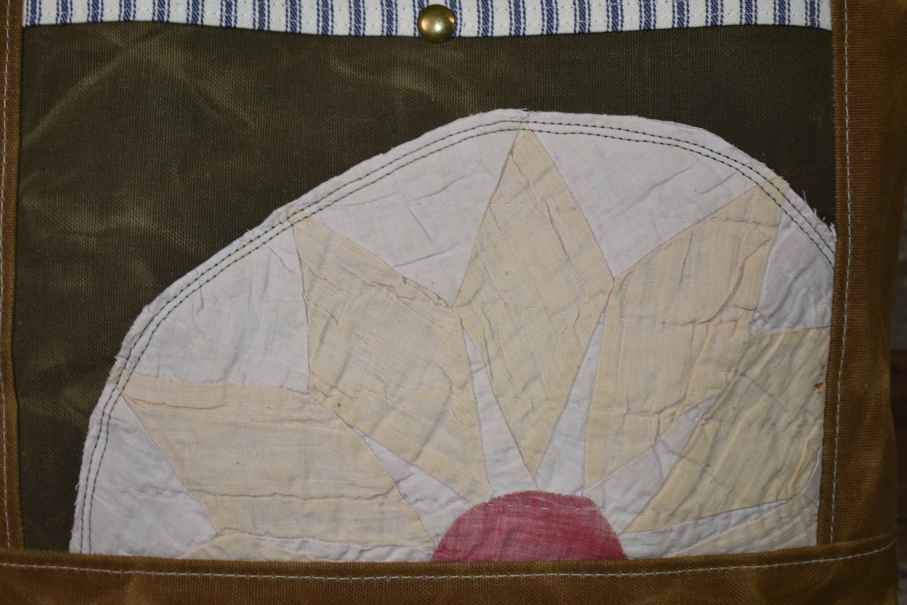 Antique Sunflower Quilt + Waxed Canvas Tote