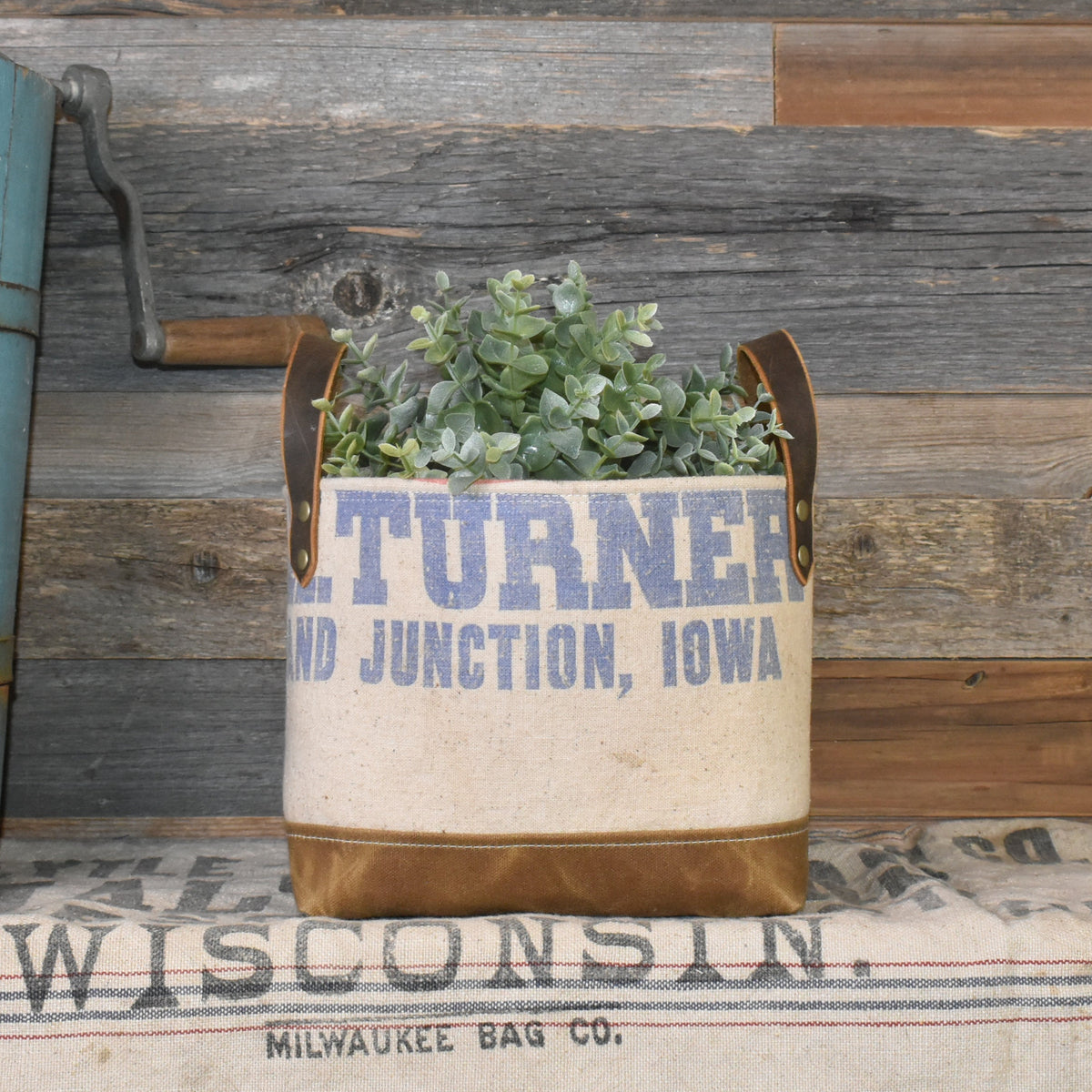 Vintage Turner Hybrid Corn Seed Sack Basket Tote