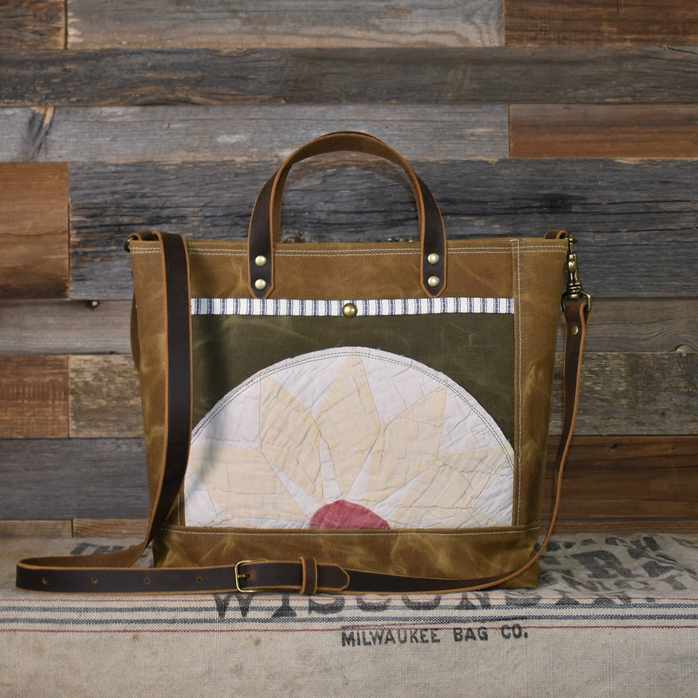 Antique Sunflower Quilt + Waxed Canvas Tote