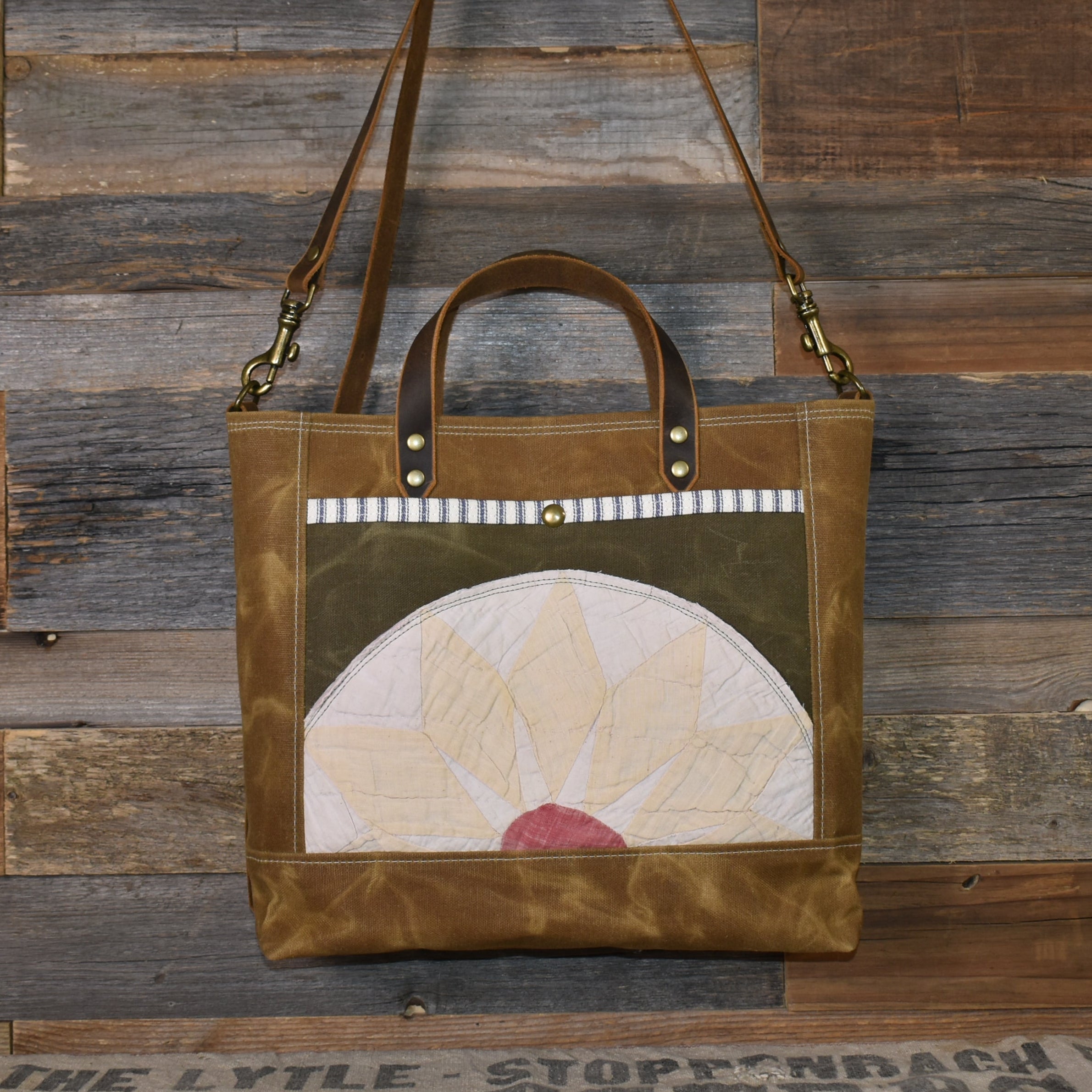 Antique Sunflower Quilt + Waxed Canvas Tote