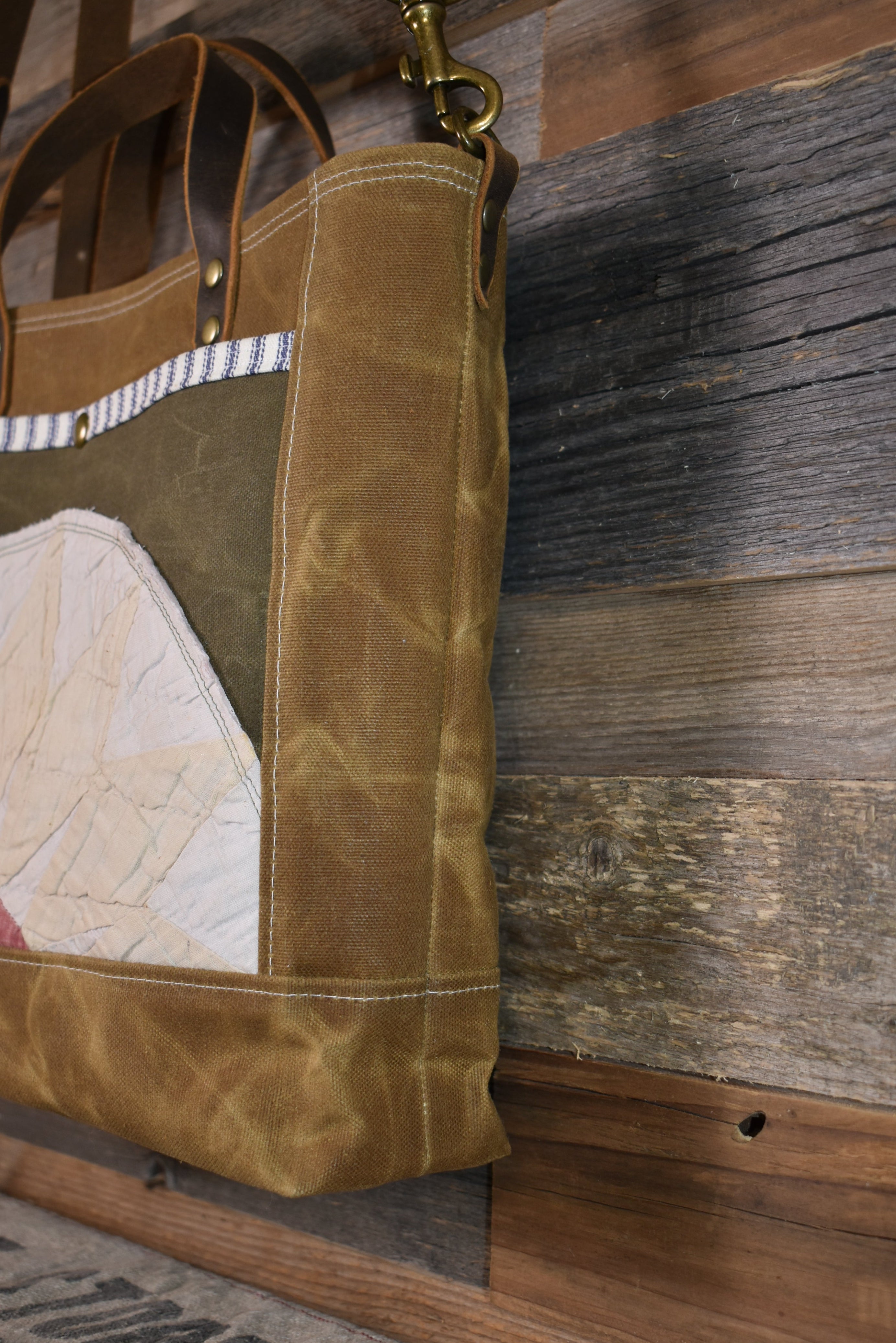 Antique Sunflower Quilt + Waxed Canvas Tote