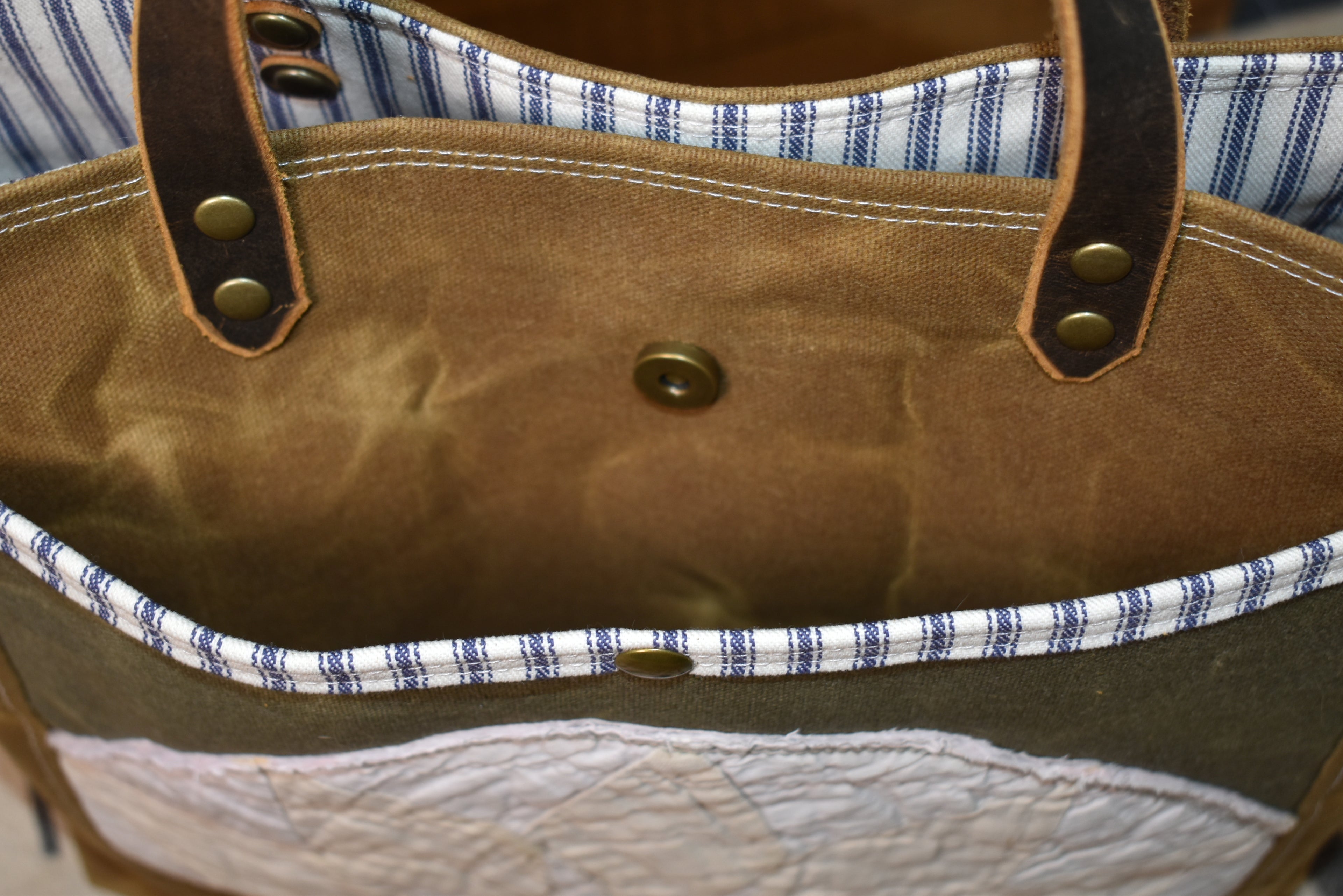 Antique Sunflower Quilt + Waxed Canvas Tote