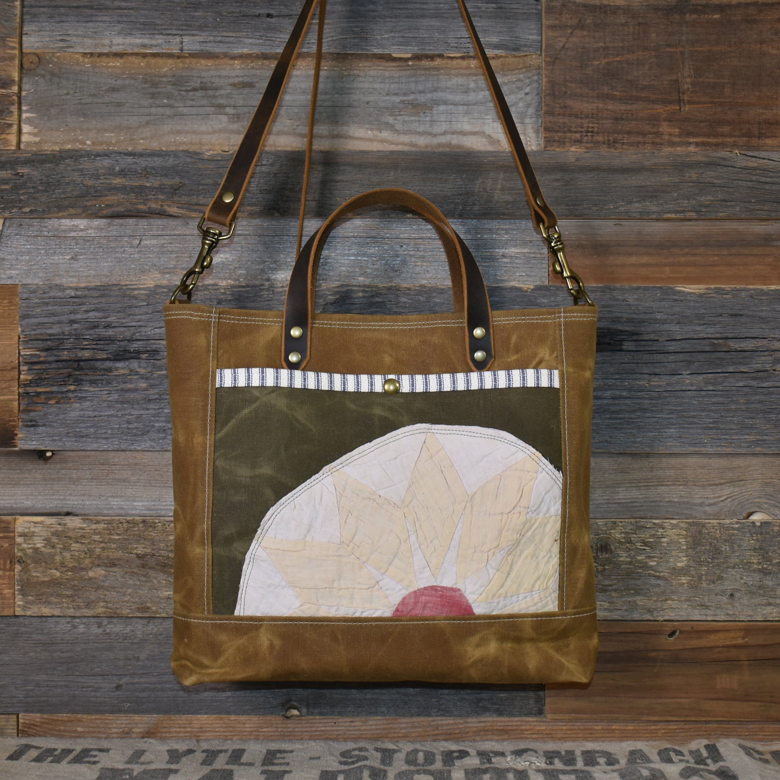 Antique Sunflower Quilt + Waxed Canvas Tote