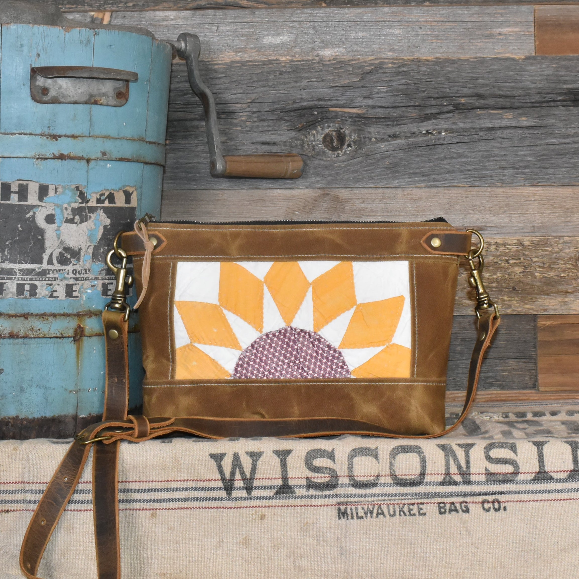 Antique Sunburst Quilt + Waxed Canvas Purse