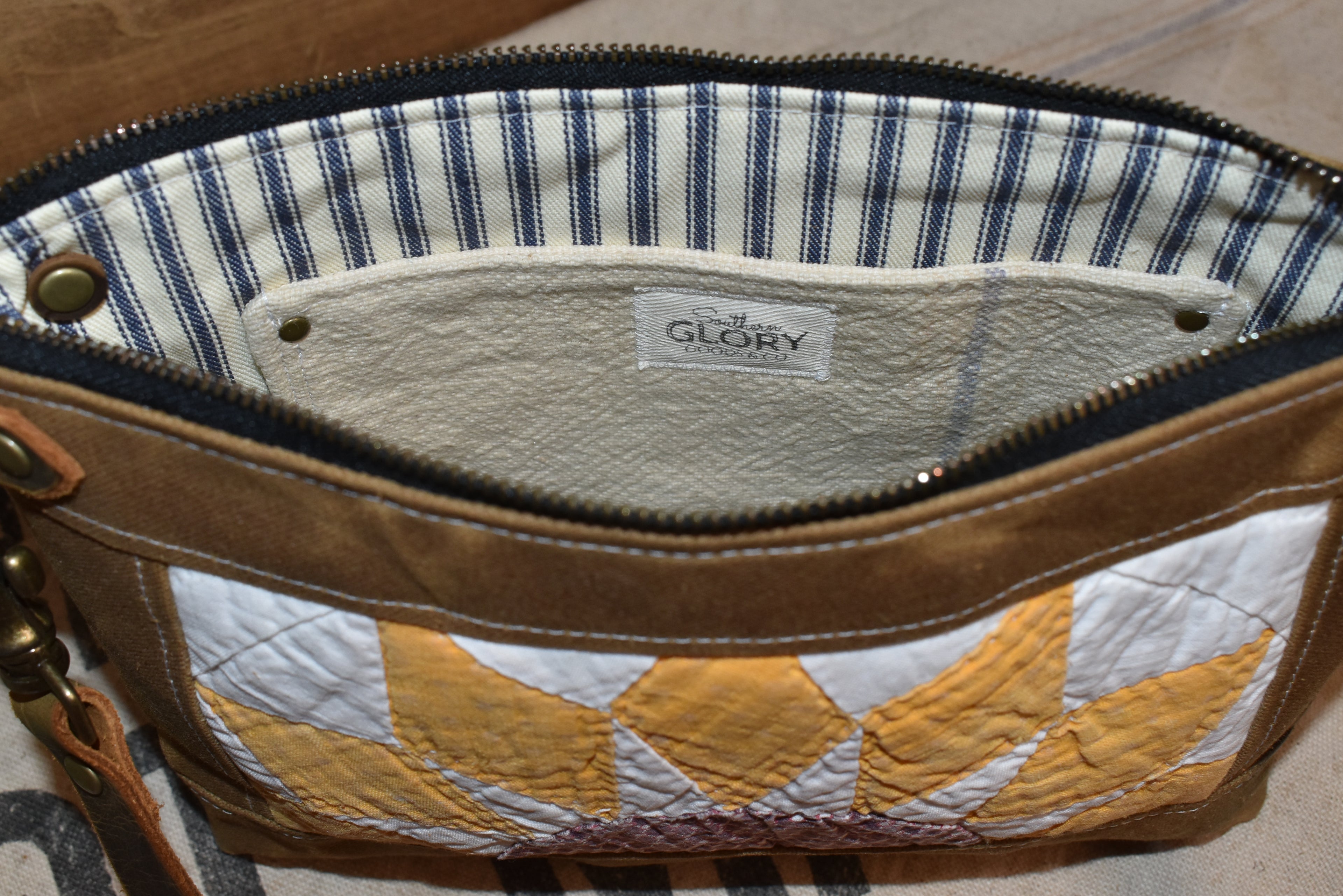 Antique Sunburst Quilt + Waxed Canvas Purse
