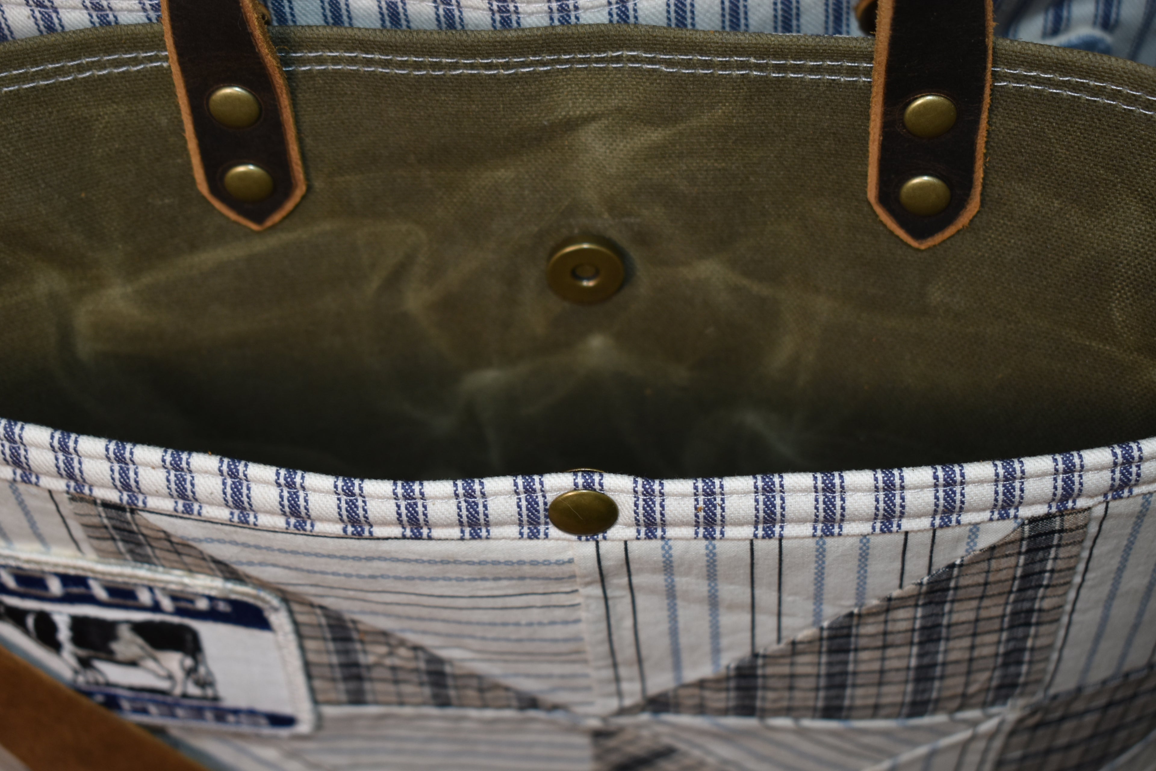 Antique Ohio Star Quilt + Vintage Patch + Waxed Canvas Tote