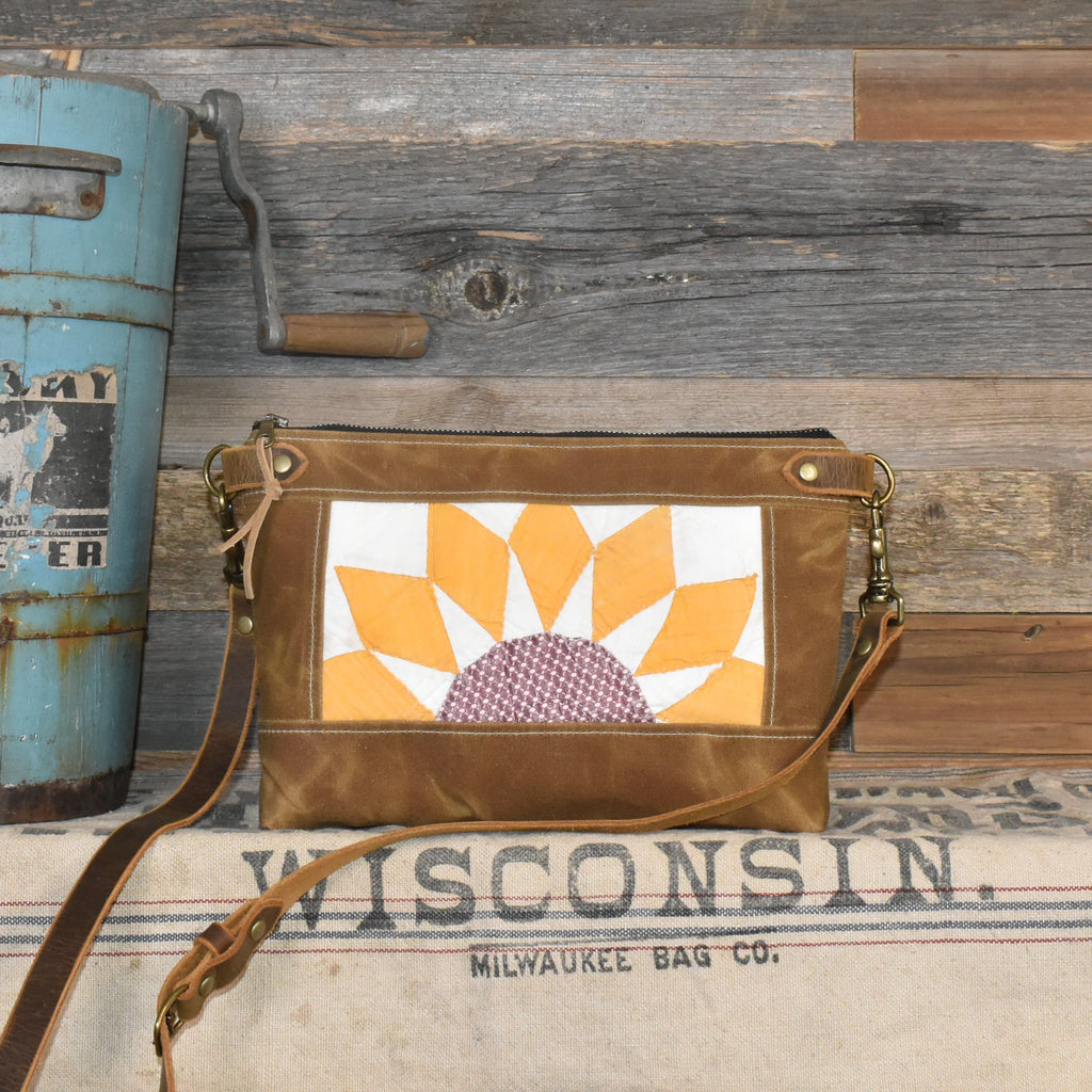 Antique Sunburst Quilt + Waxed Canvas Purse