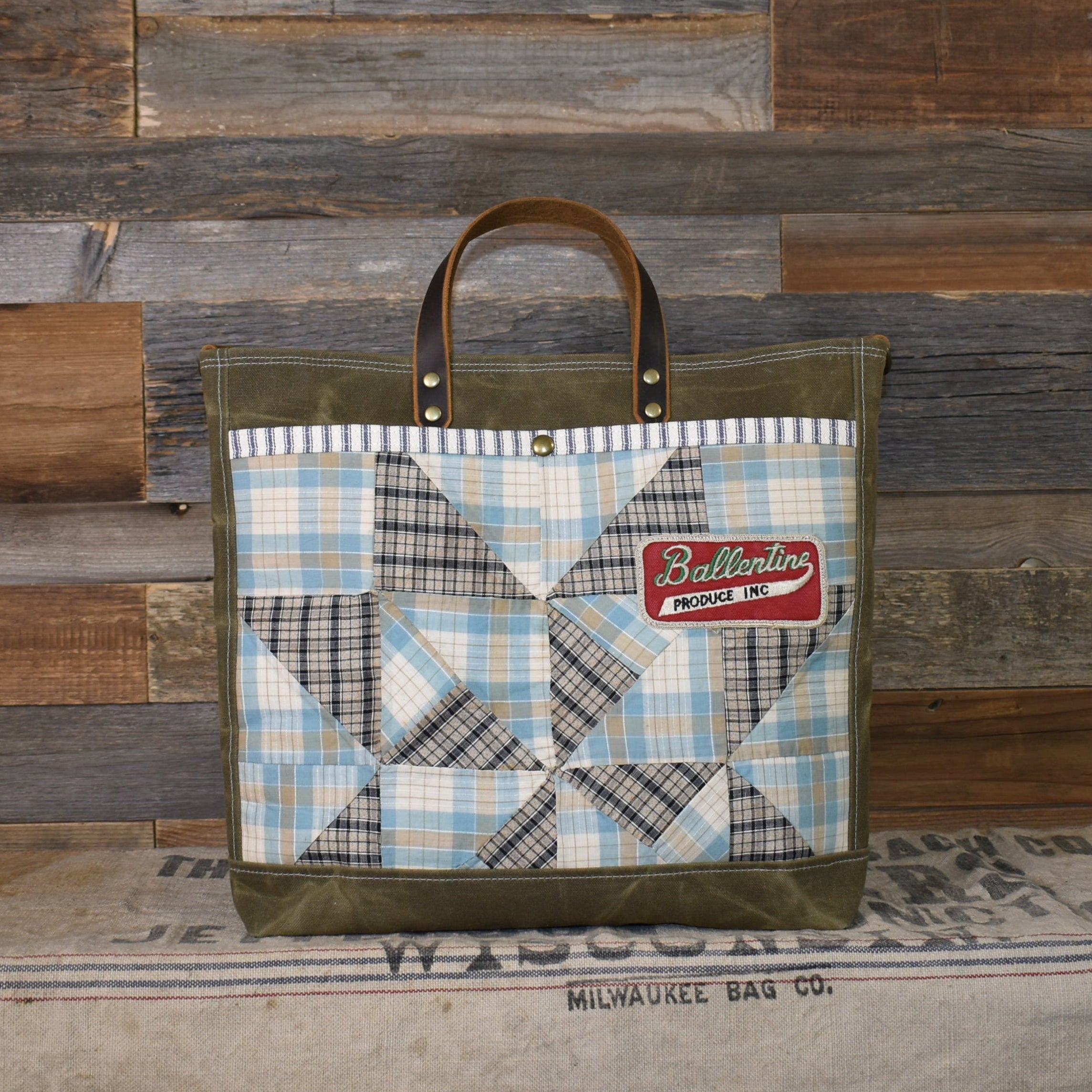 Antique Ohio Star Quilt + Vintage Patch + Waxed Canvas Tote