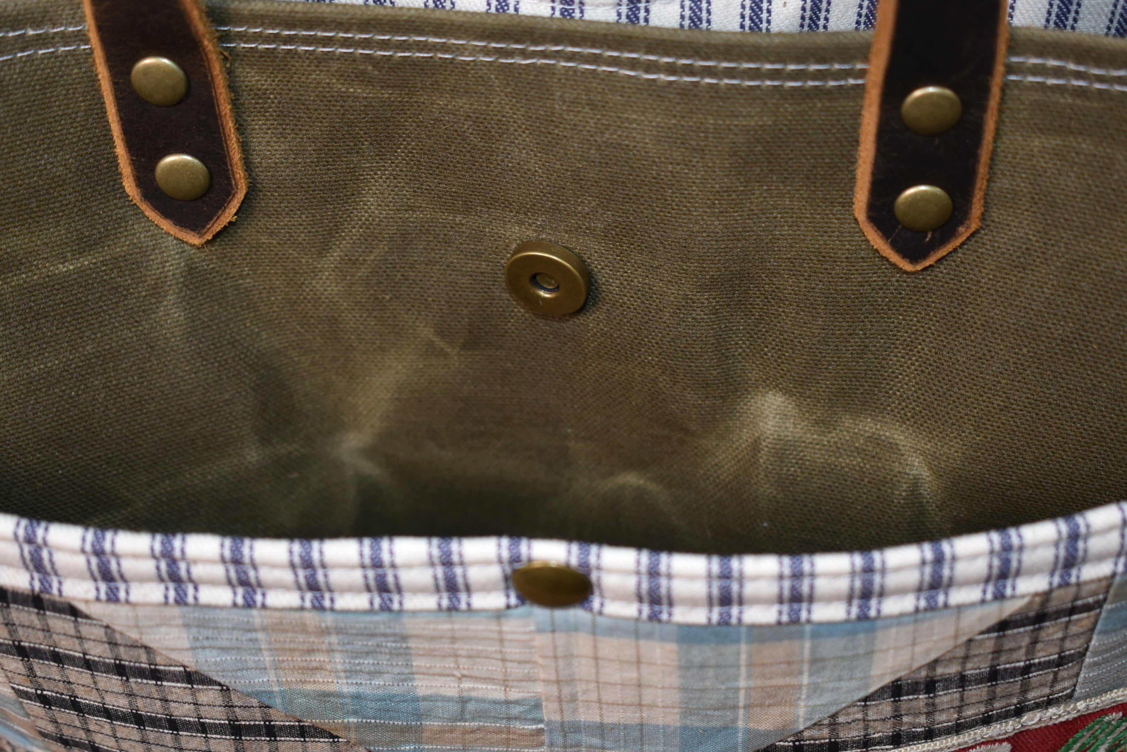 Antique Ohio Star Quilt + Vintage Patch + Waxed Canvas Tote