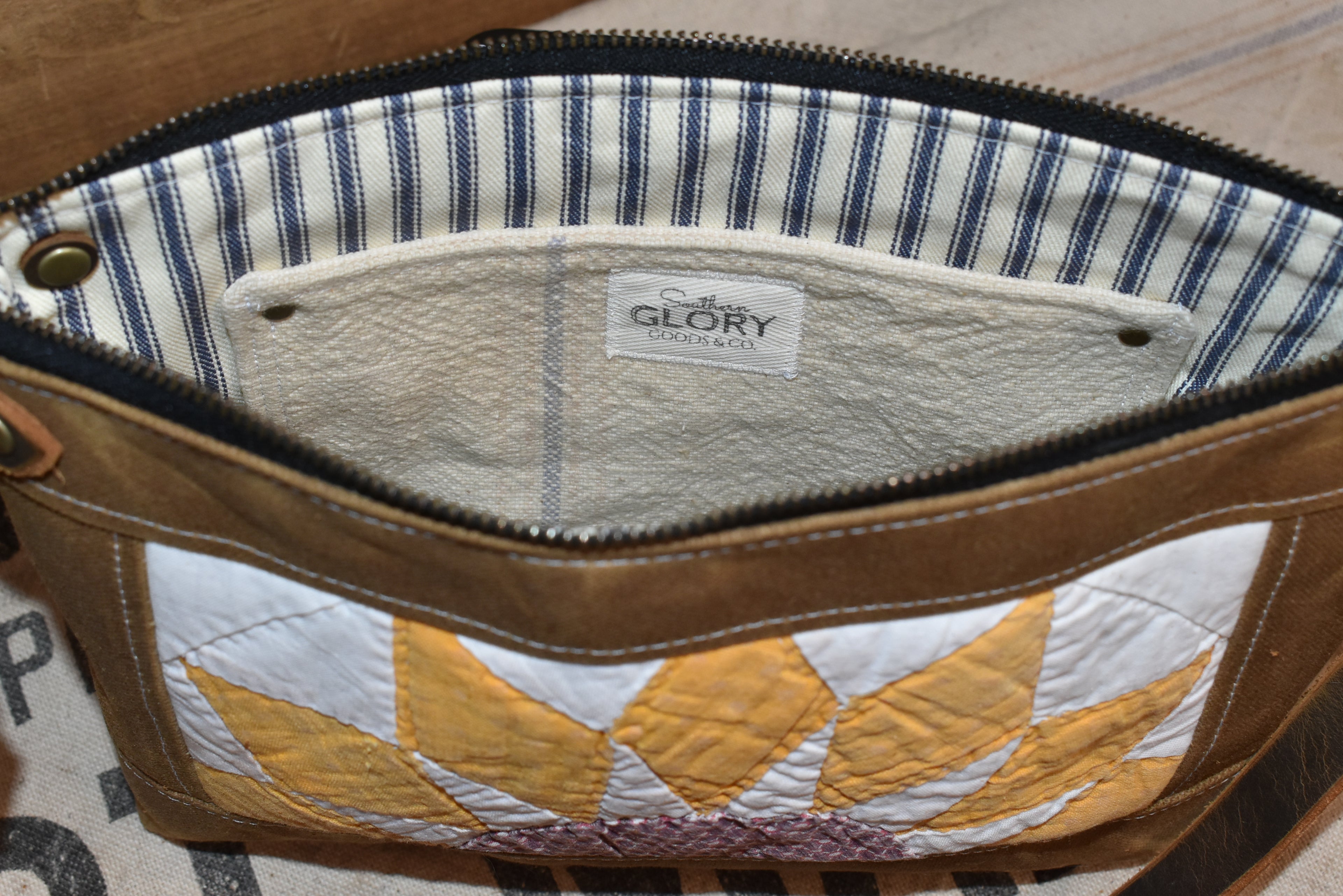 Antique Sunburst Quilt + Waxed Canvas Purse