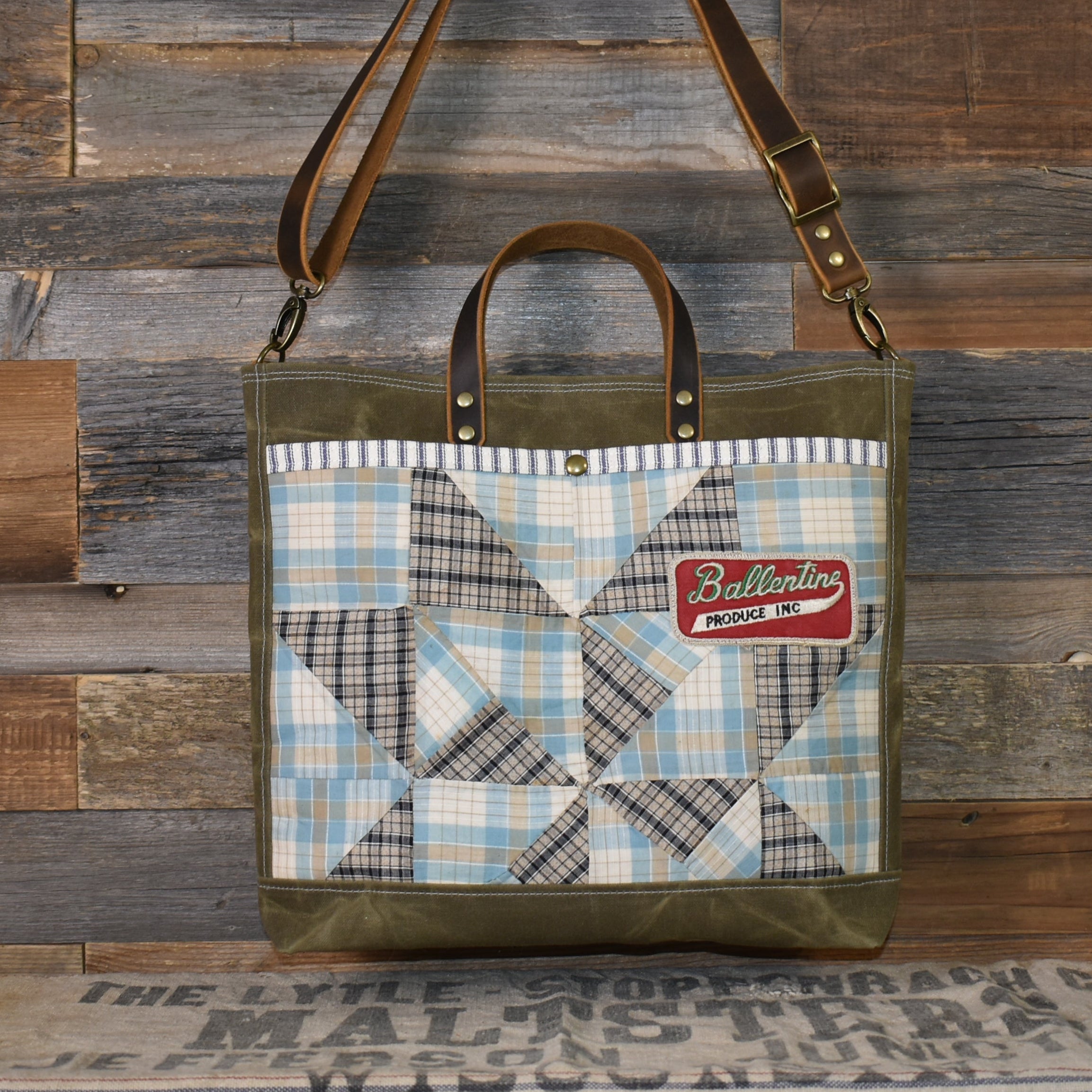 Antique Ohio Star Quilt + Vintage Patch + Waxed Canvas Tote