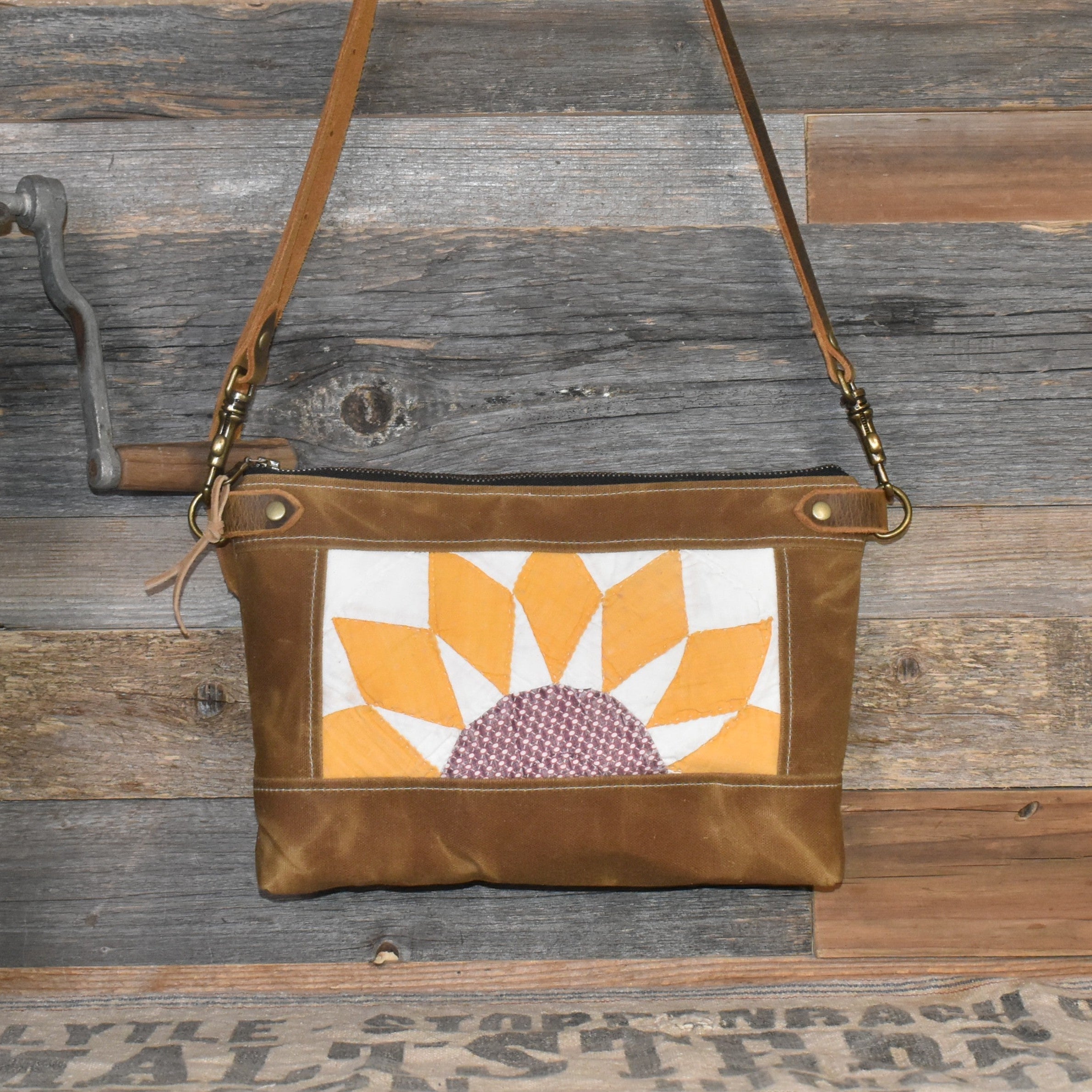 Antique Sunburst Quilt + Waxed Canvas Purse