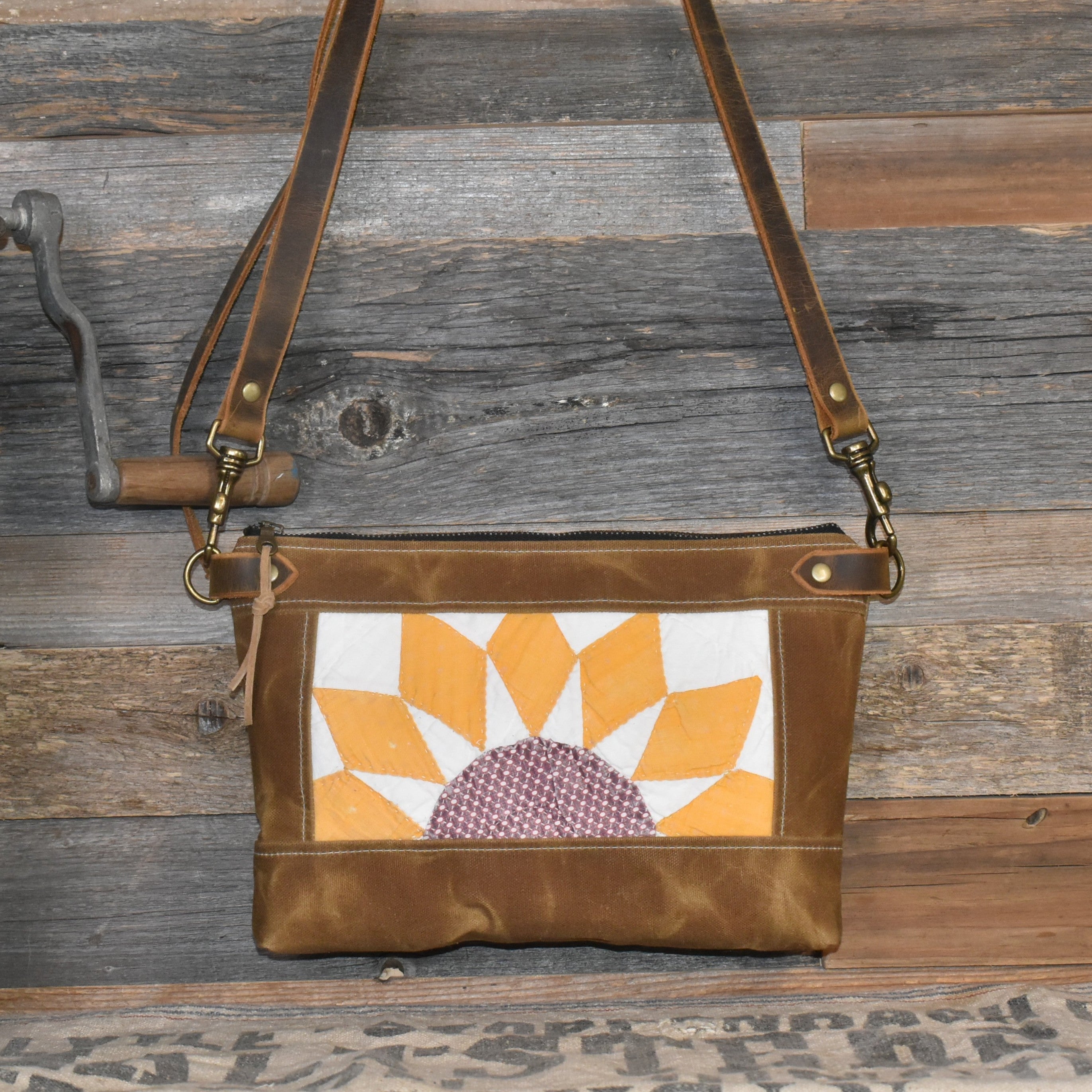 Antique Sunburst Quilt + Waxed Canvas Purse
