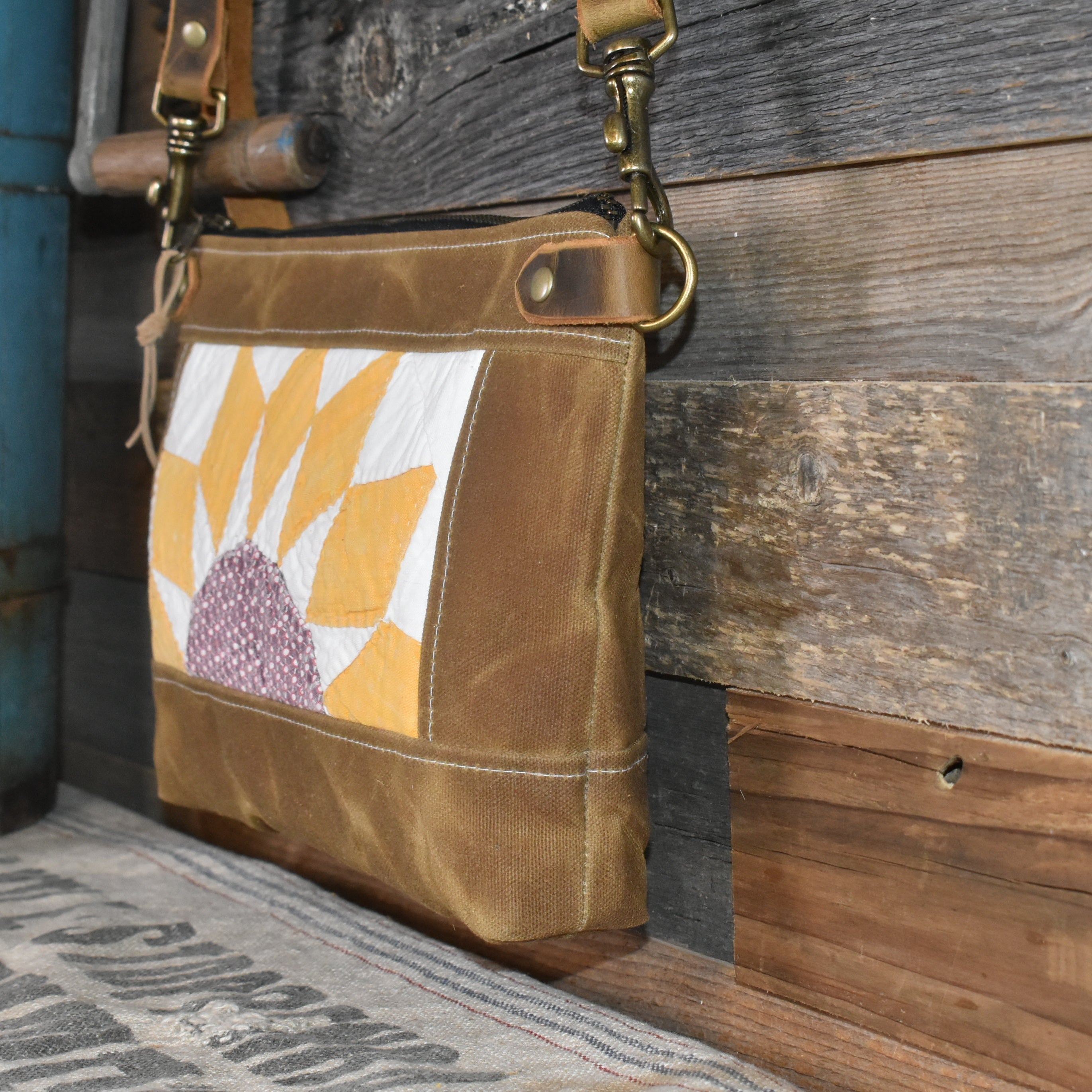 Antique Sunburst Quilt + Waxed Canvas Purse