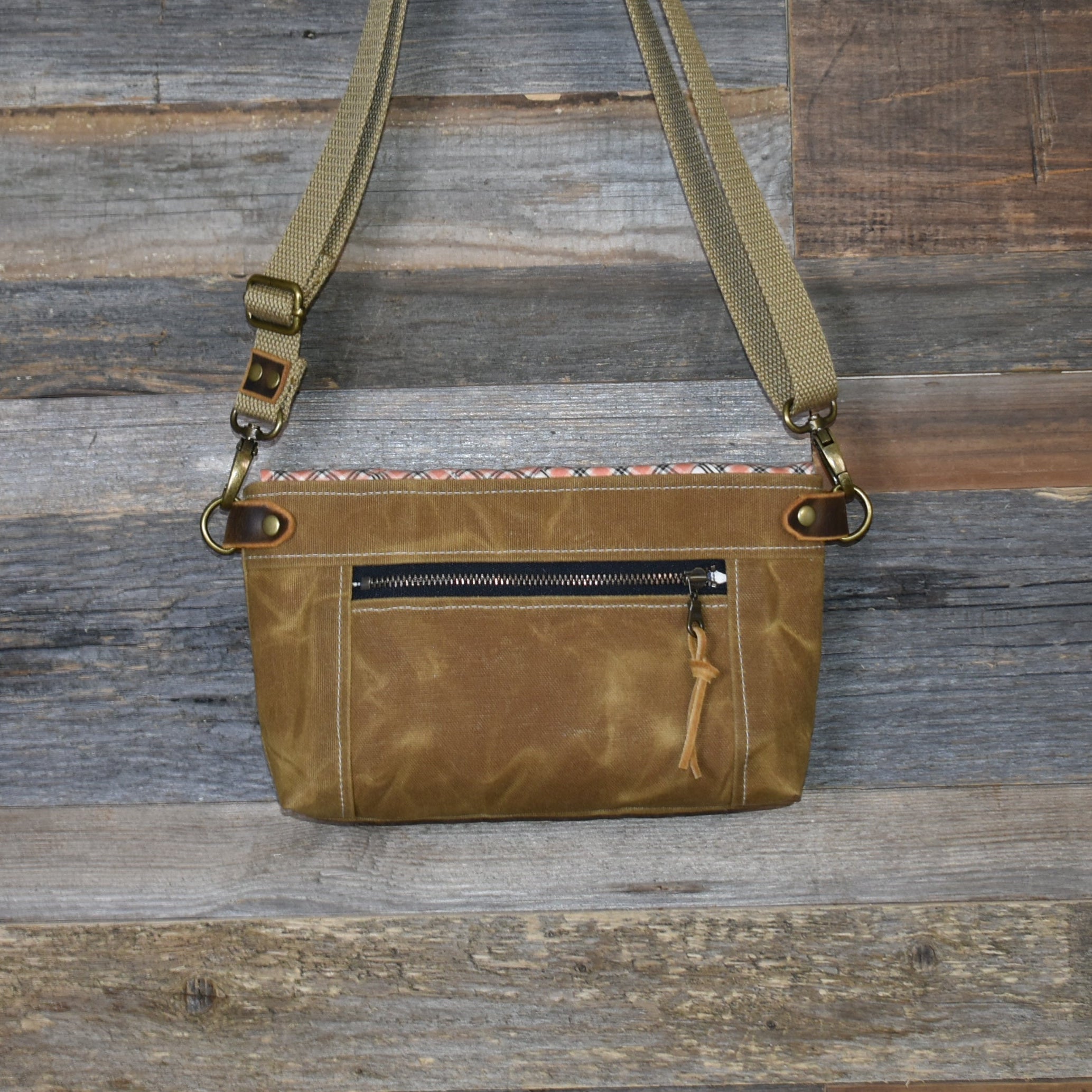 Antique Quilt + Vintage Nebraska Patch + Waxed Canvas Sling Bag