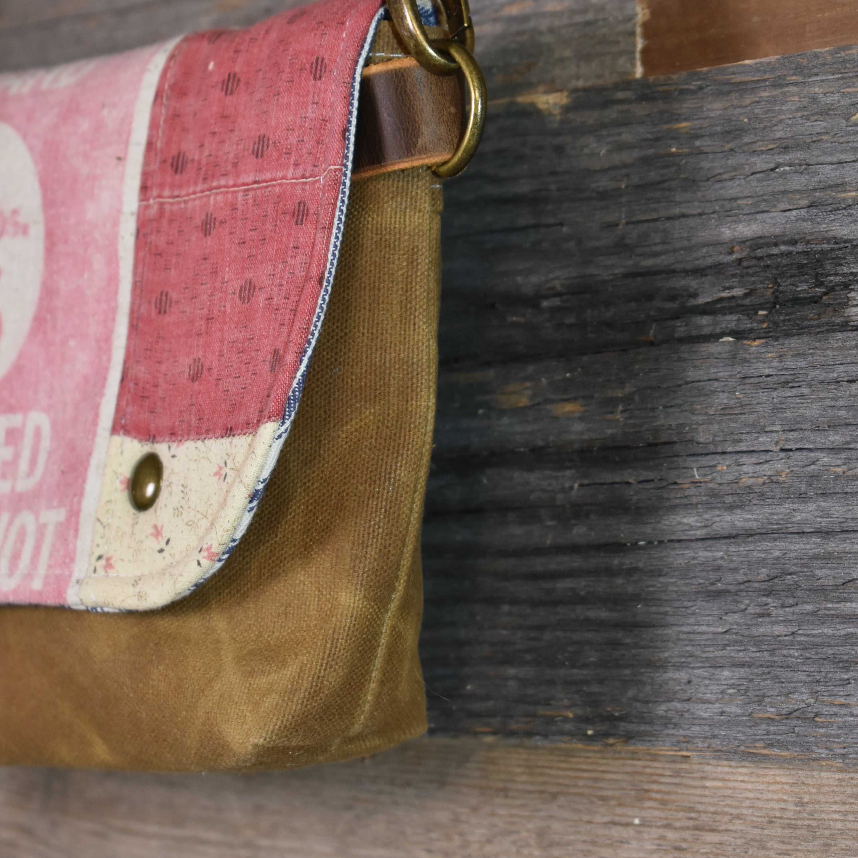 Antique Quilt + Vintage Lead Shot Bag + Waxed Canvas Sling Bag