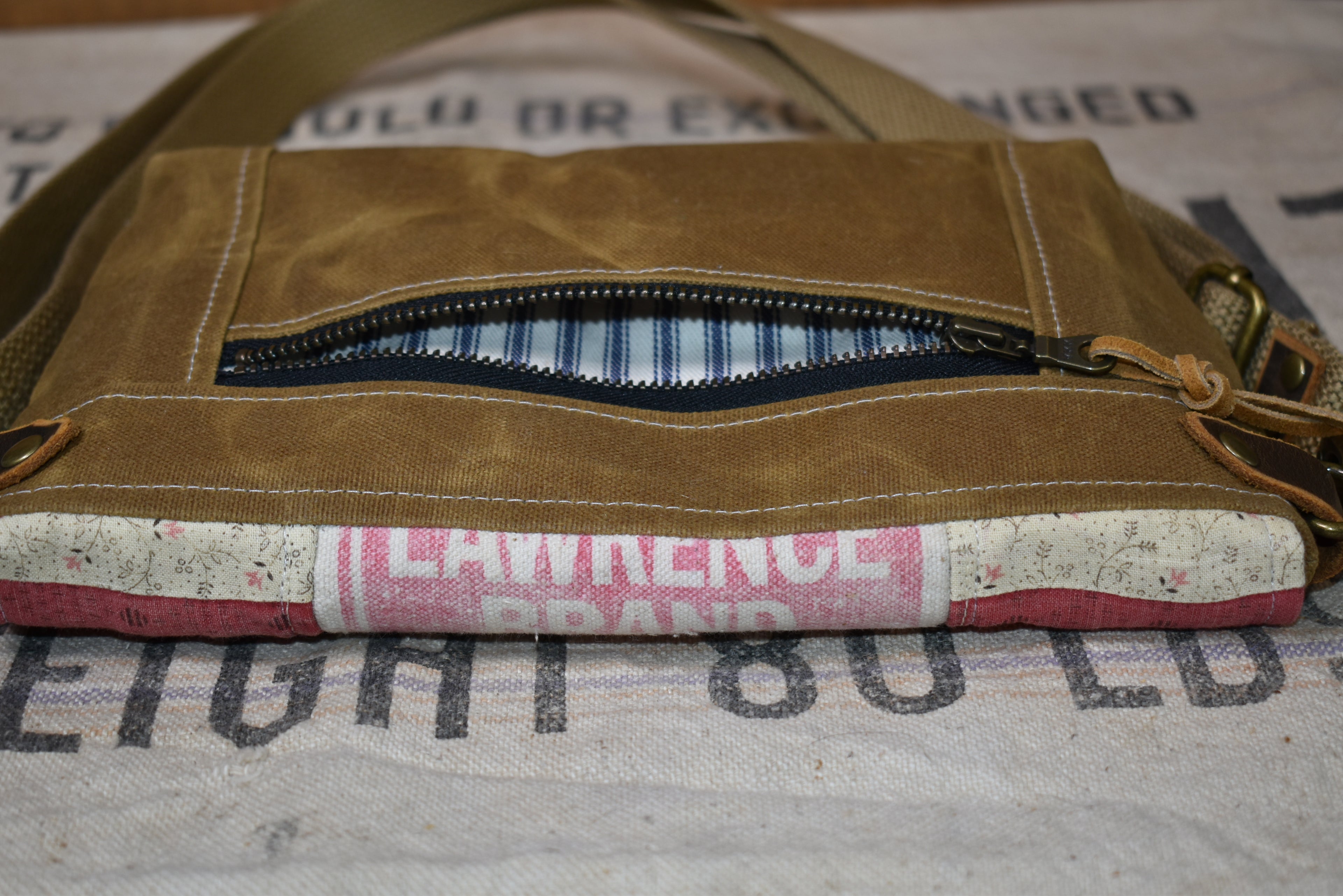 Antique Quilt + Vintage Lead Shot Bag + Waxed Canvas Sling Bag