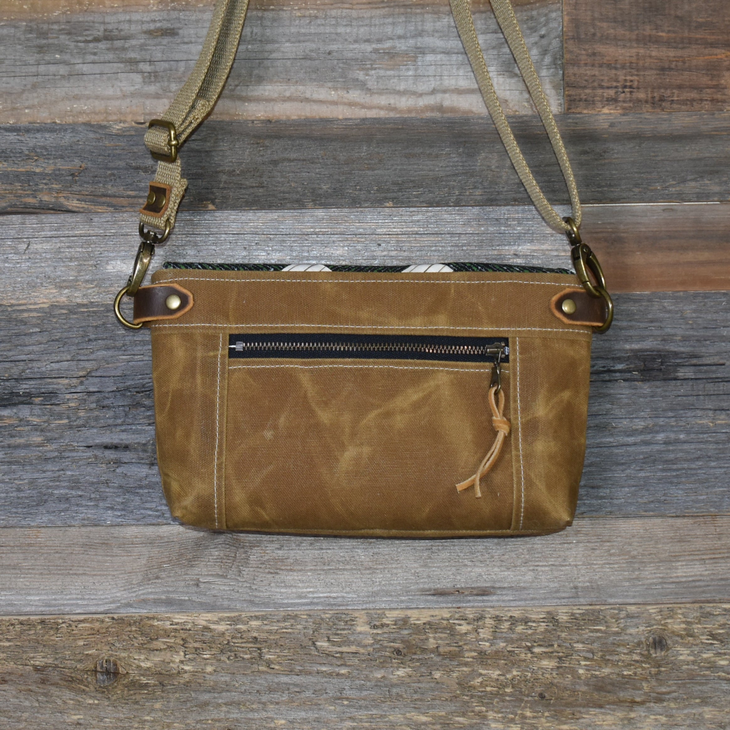 Antique Quilt + Vintage Patch + Waxed Canvas Sling Bag