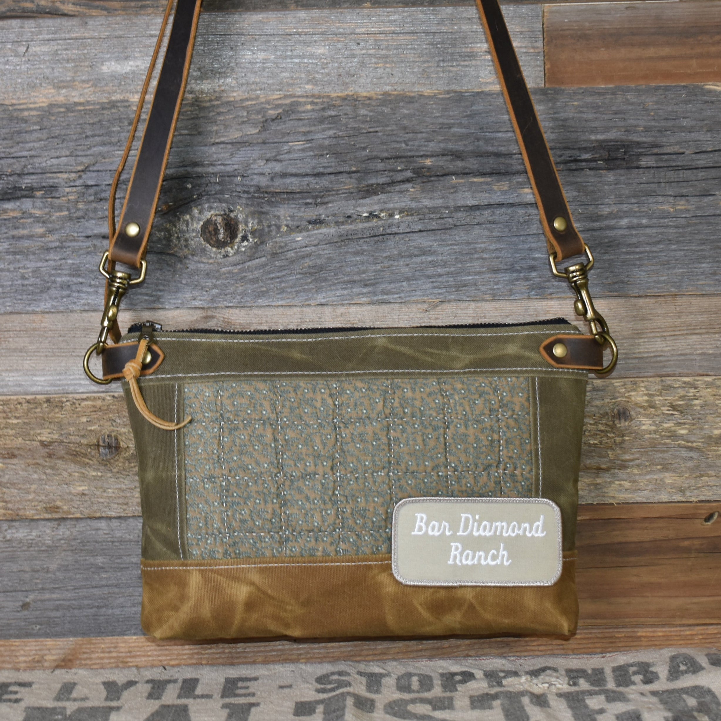 Antique Quilt + Vintage Patch + Waxed Canvas Purse