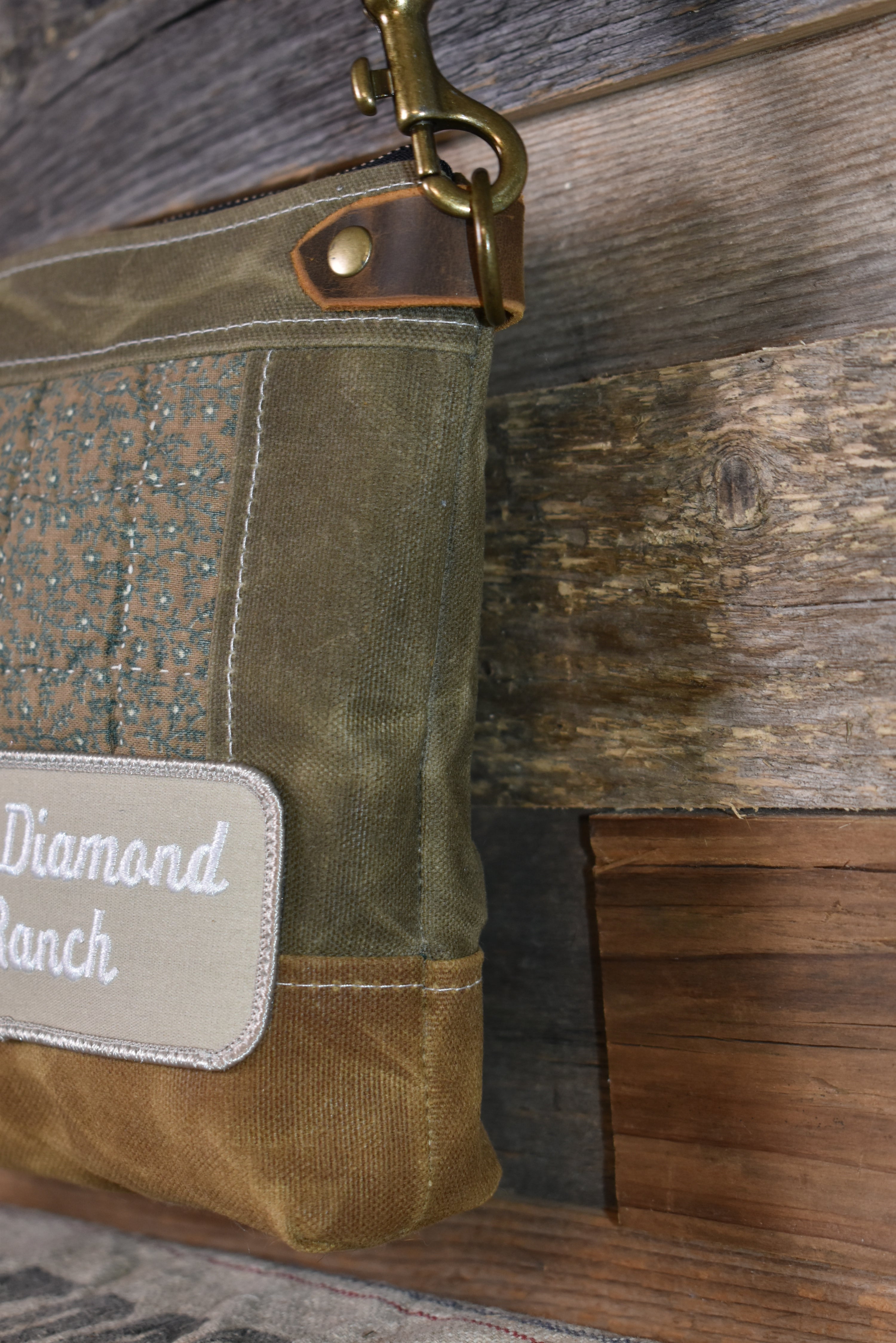 Antique Quilt + Vintage Patch + Waxed Canvas Purse