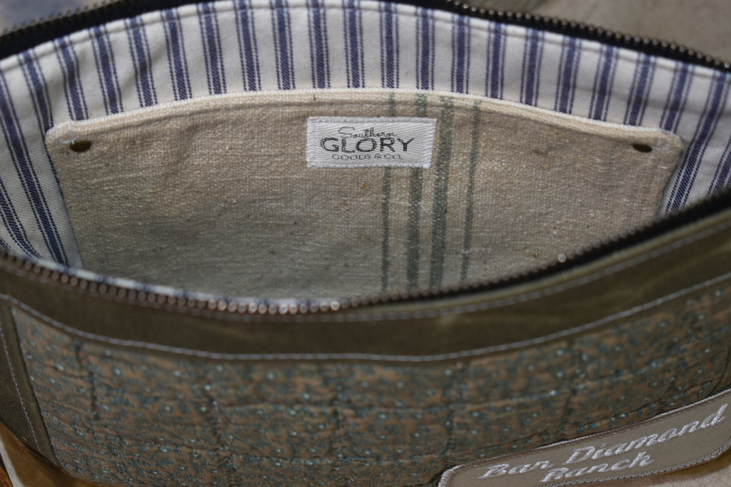 Antique Quilt + Vintage Patch + Waxed Canvas Purse