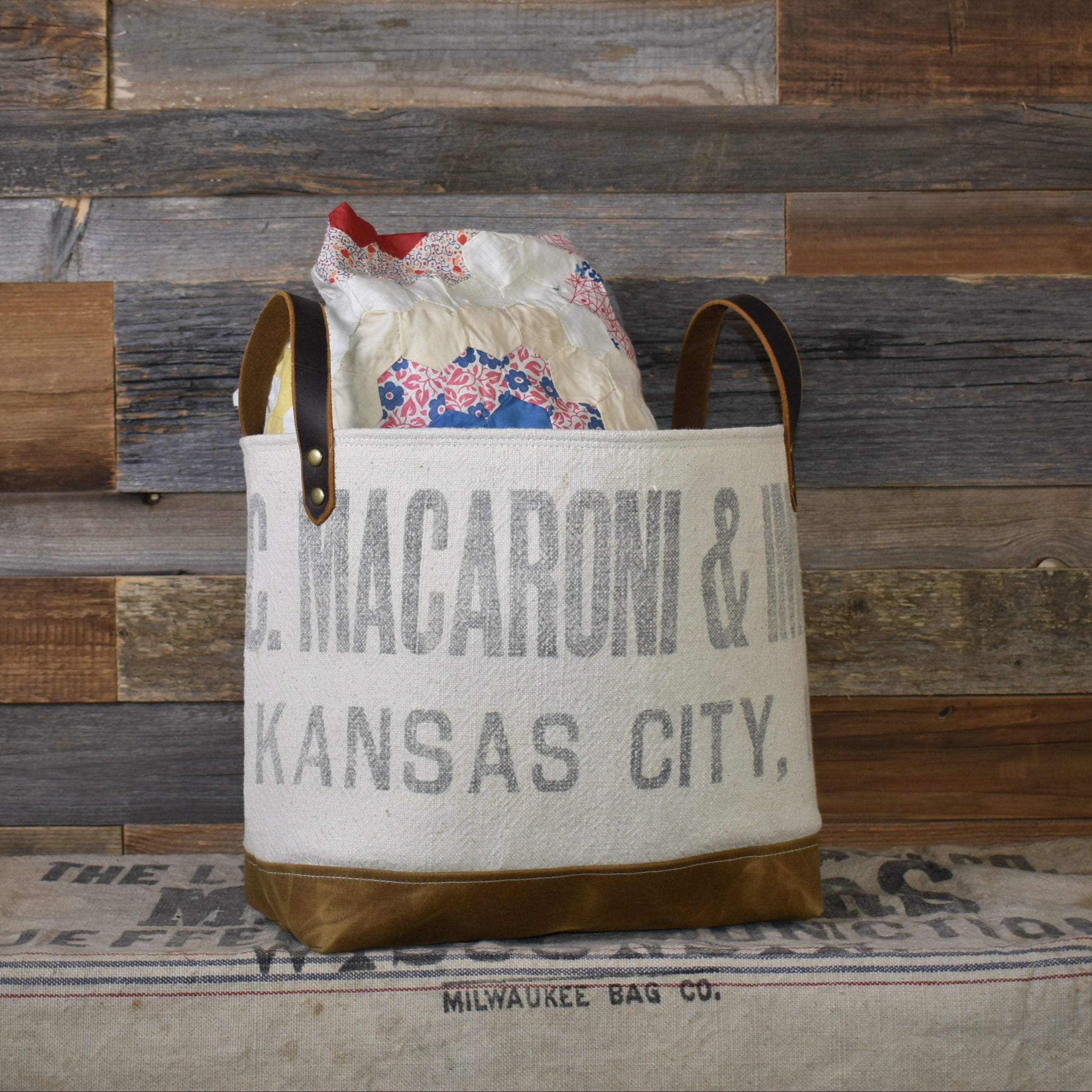 Antique K.C. Macaroni & Impt. Co. Basket Tote