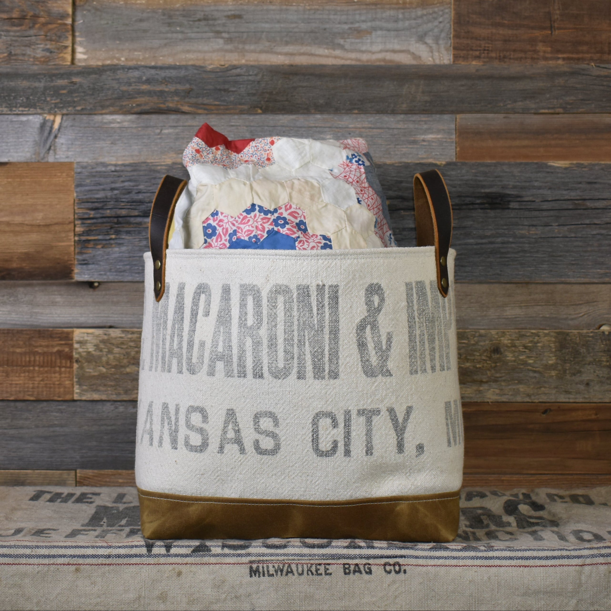 Antique K.C. Macaroni & Impt. Co. Basket Tote