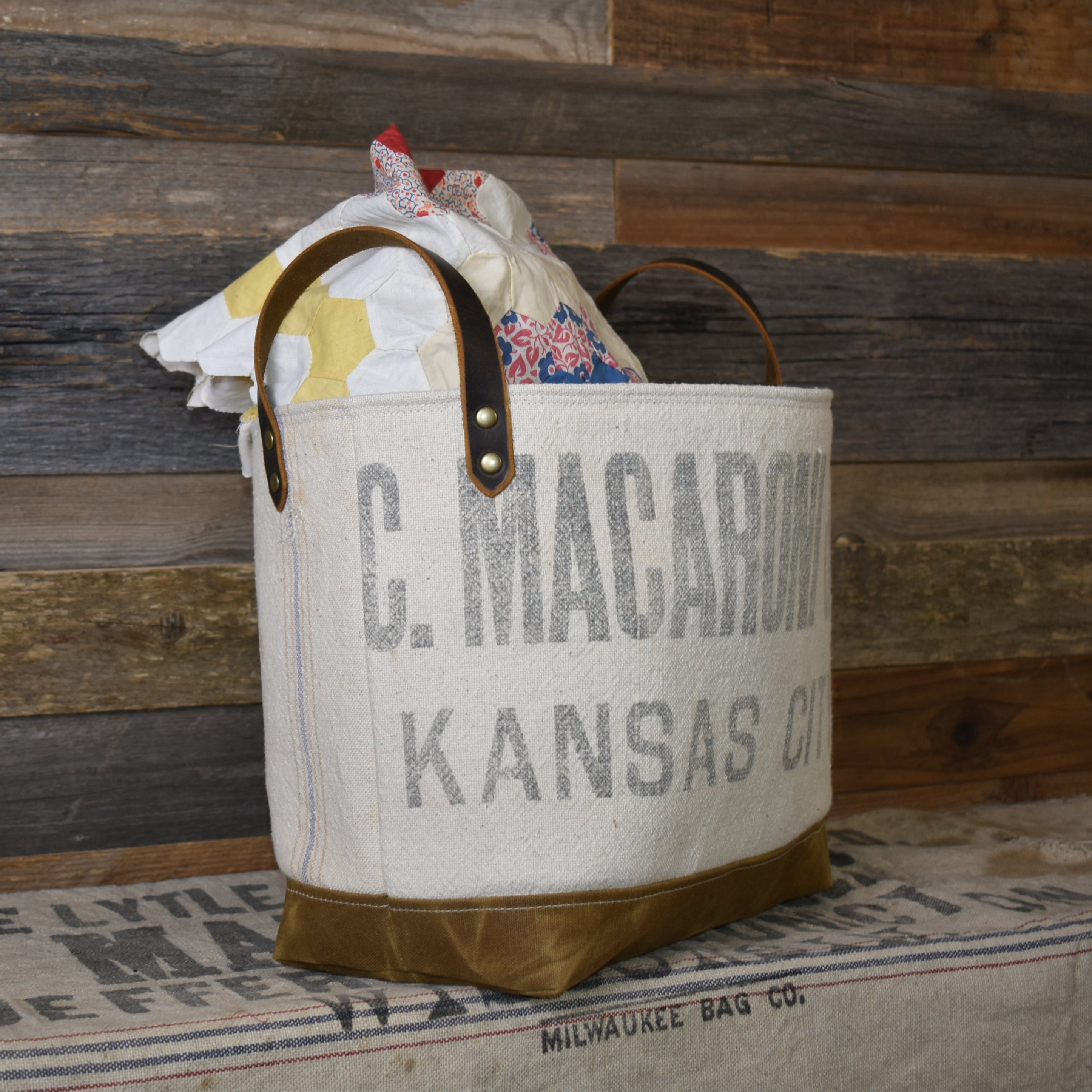 Antique K.C. Macaroni & Impt. Co. Basket Tote