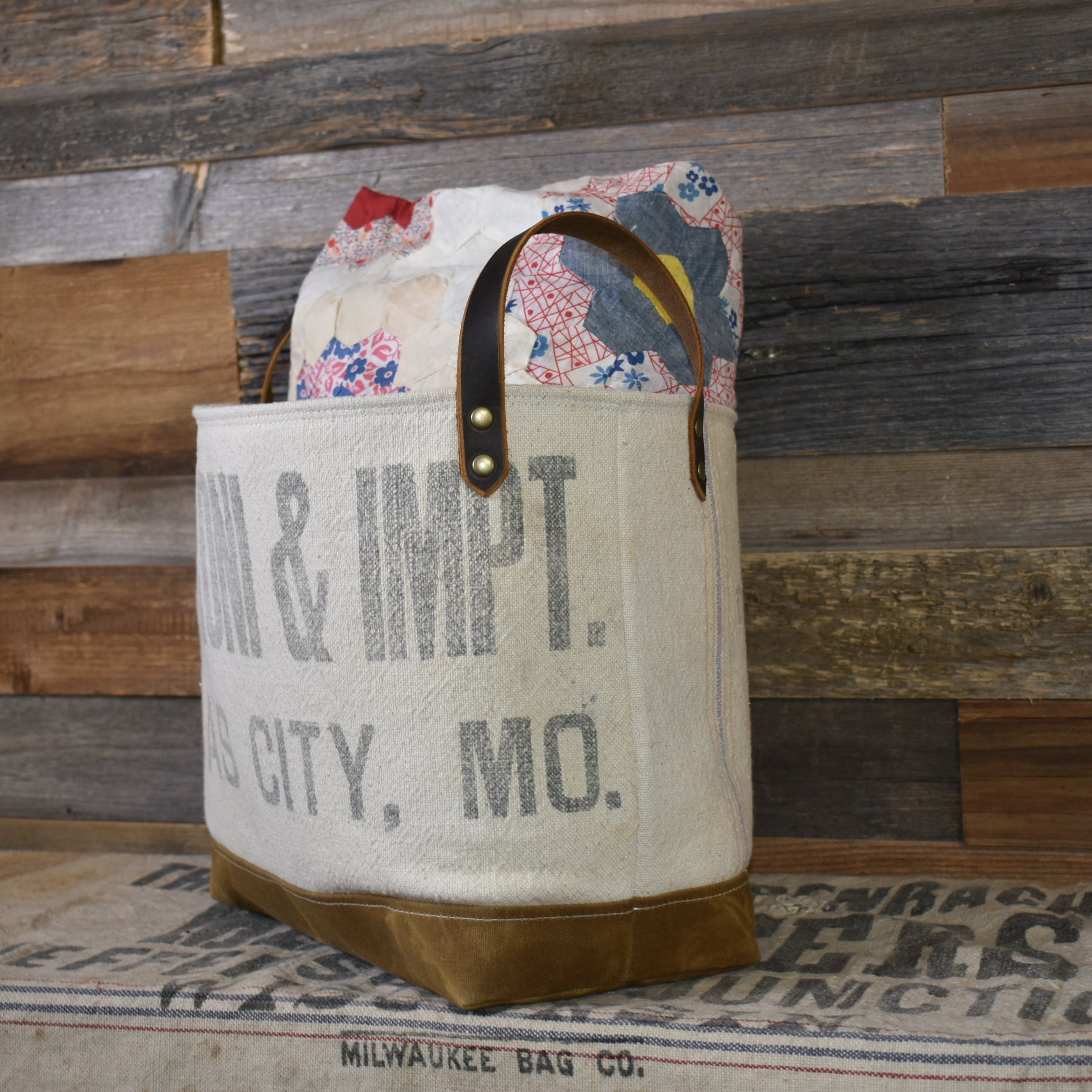 Antique K.C. Macaroni & Impt. Co. Basket Tote