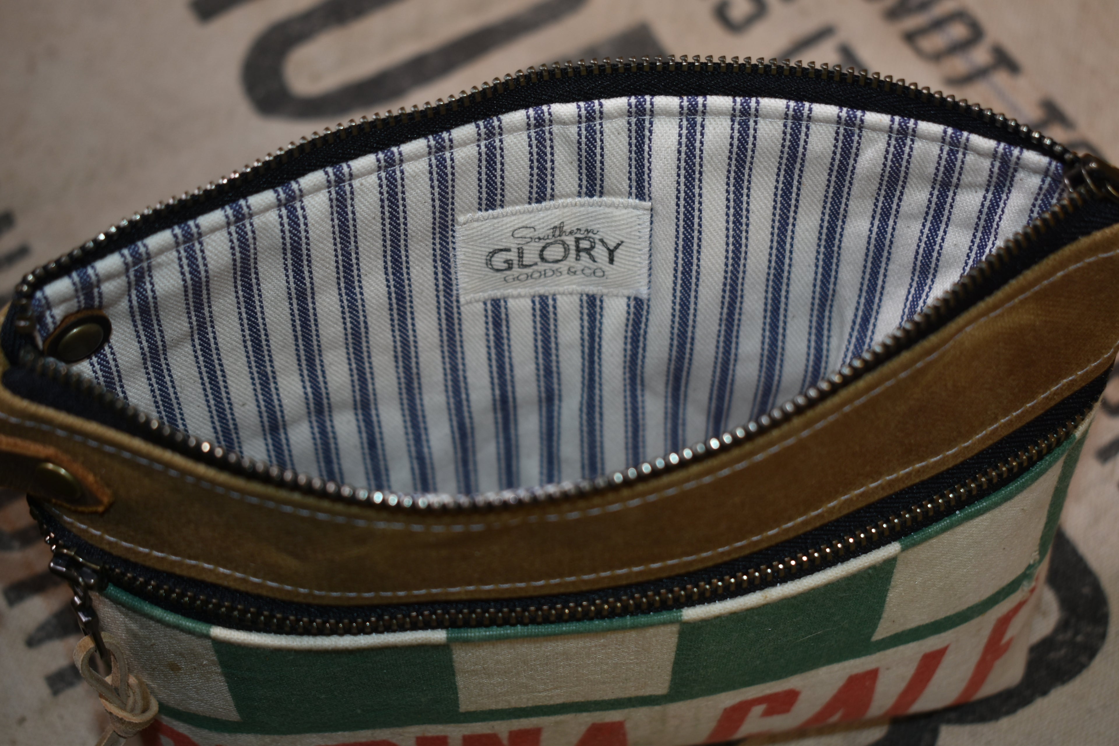 Vintage Purina Calf Feed Sack Wristlet Clutch