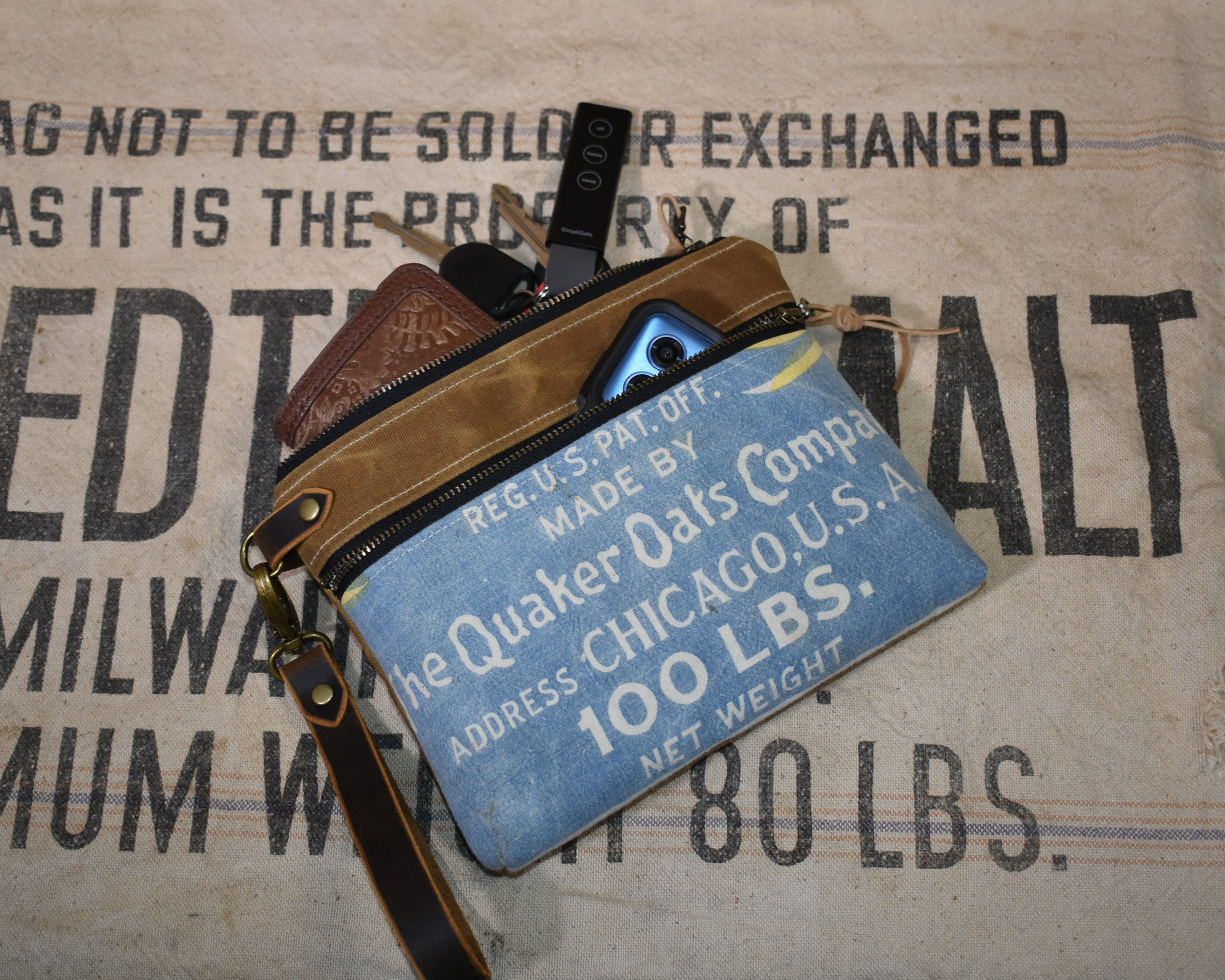 Vintage Ful-O-Pep Feed Sack Wristlet Clutch