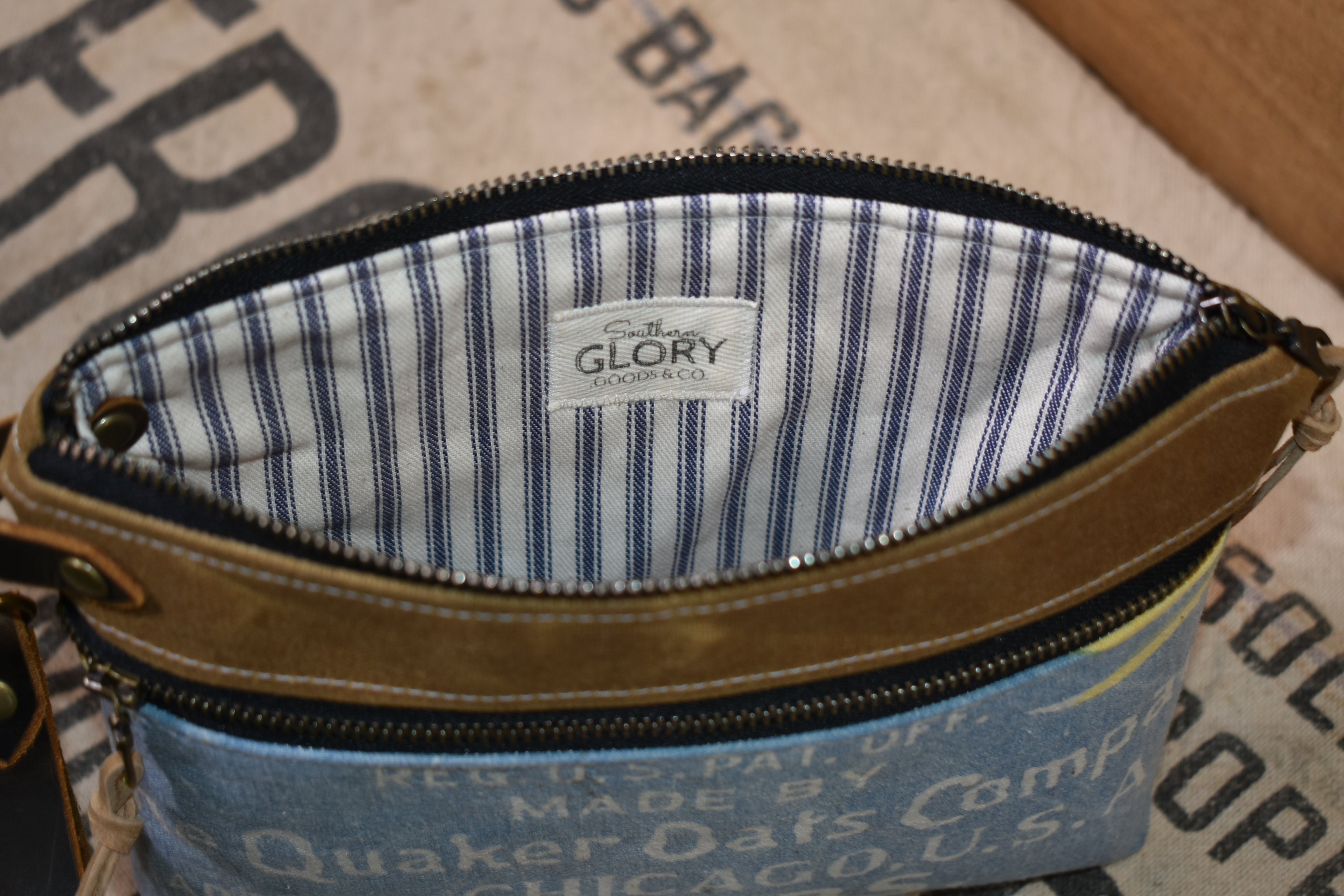 Vintage Ful-O-Pep Feed Sack Wristlet Clutch