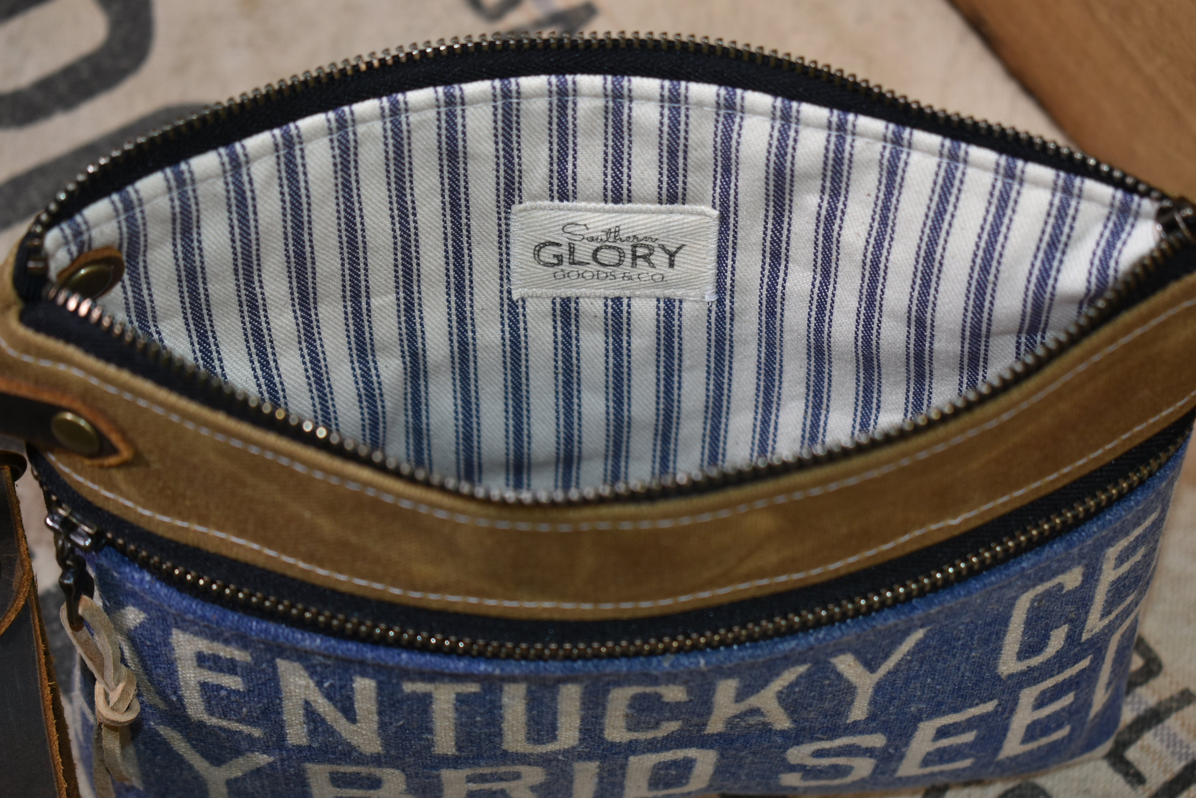 Vintage Berea Hybrid Corn Seed Sack Wristlet Clutch