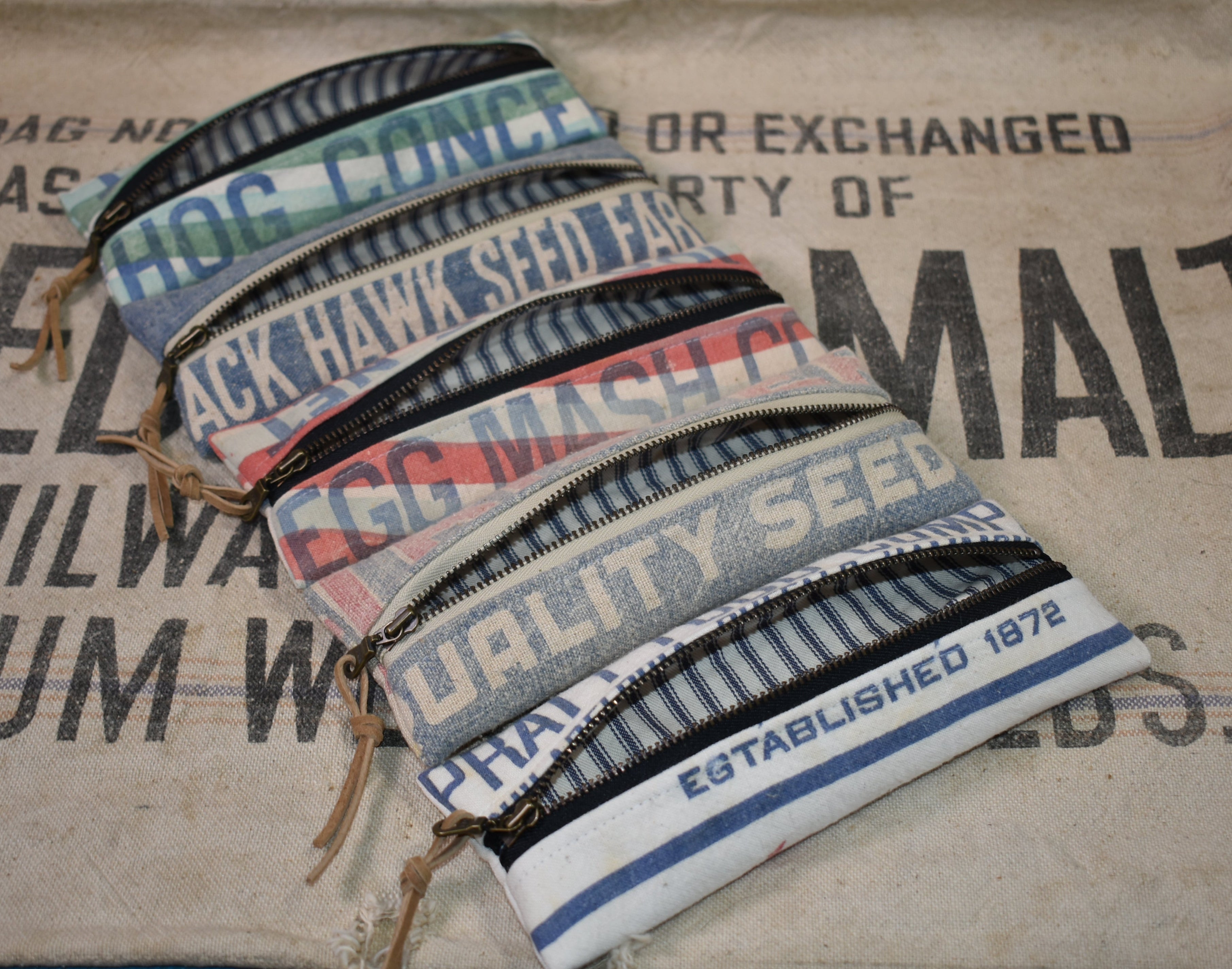 Vintage Feed/Seed Sack Zipper Pouch