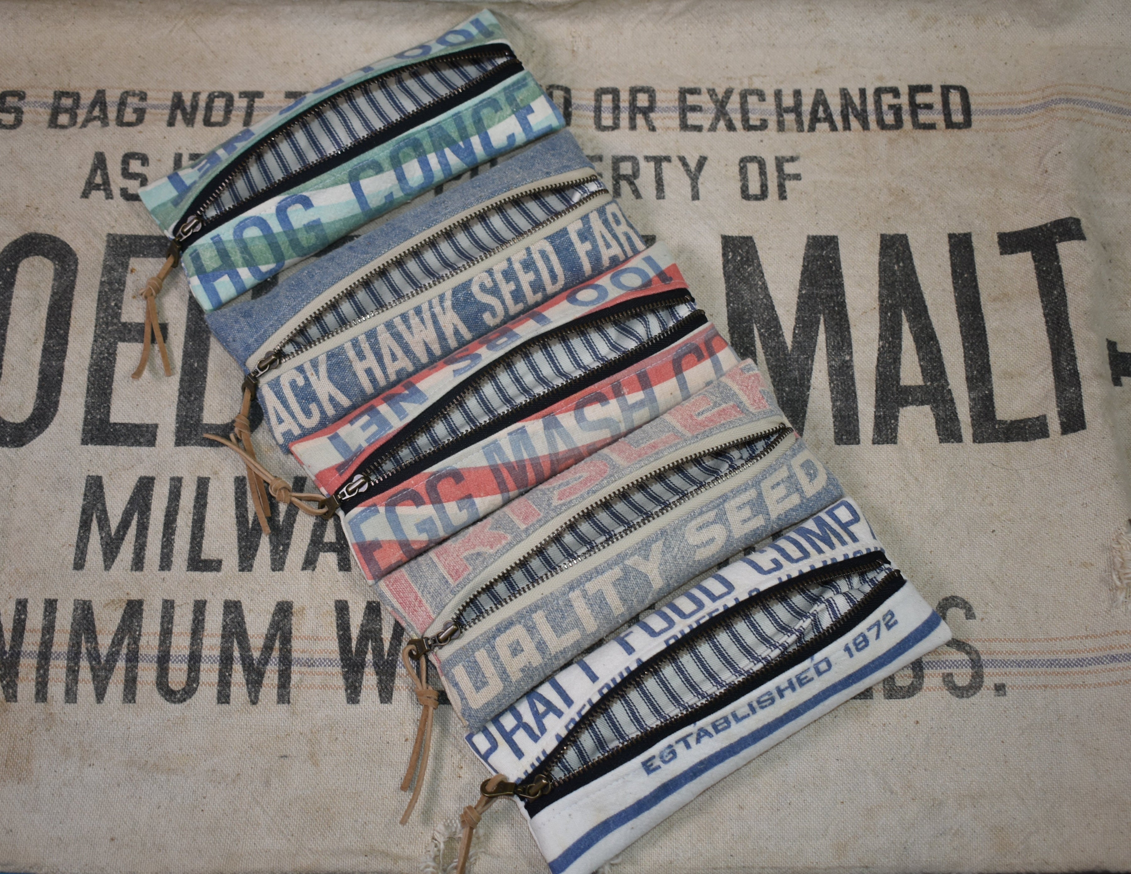 Vintage Feed/Seed Sack Zipper Pouch