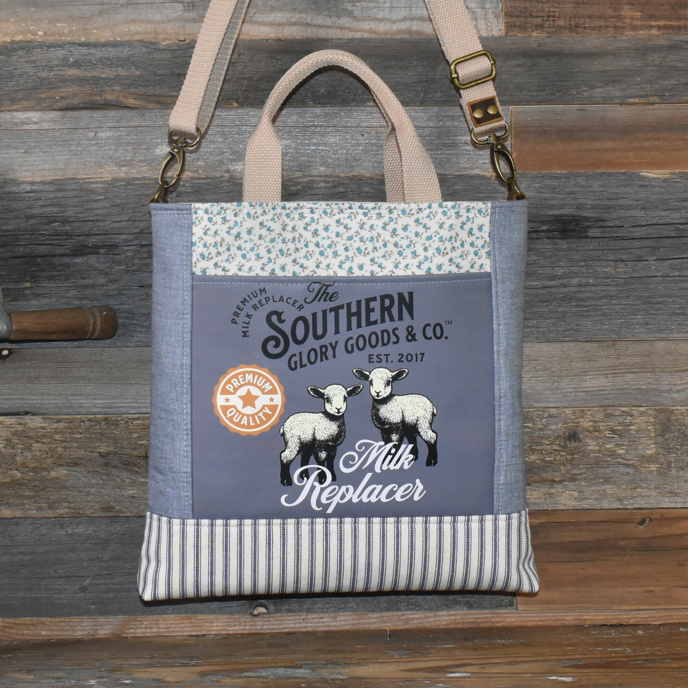 Handmade Vintage Style Lamb Milk Replacer Tote