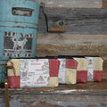 Vintage Western States Souvenir Map Tablecloth + Antique Quilt Wristlet Clutch