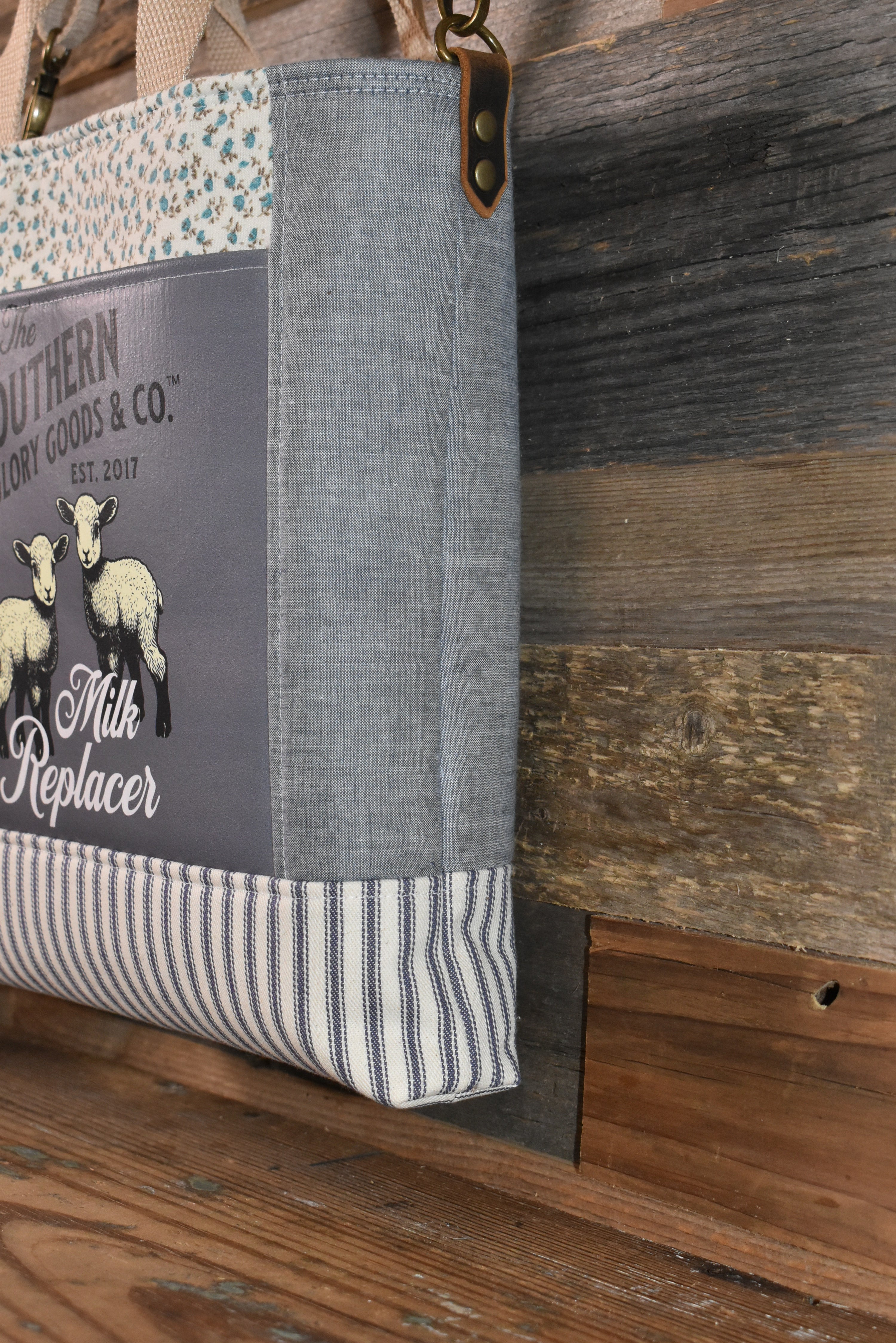 Handmade Vintage Style Lamb Milk Replacer Tote