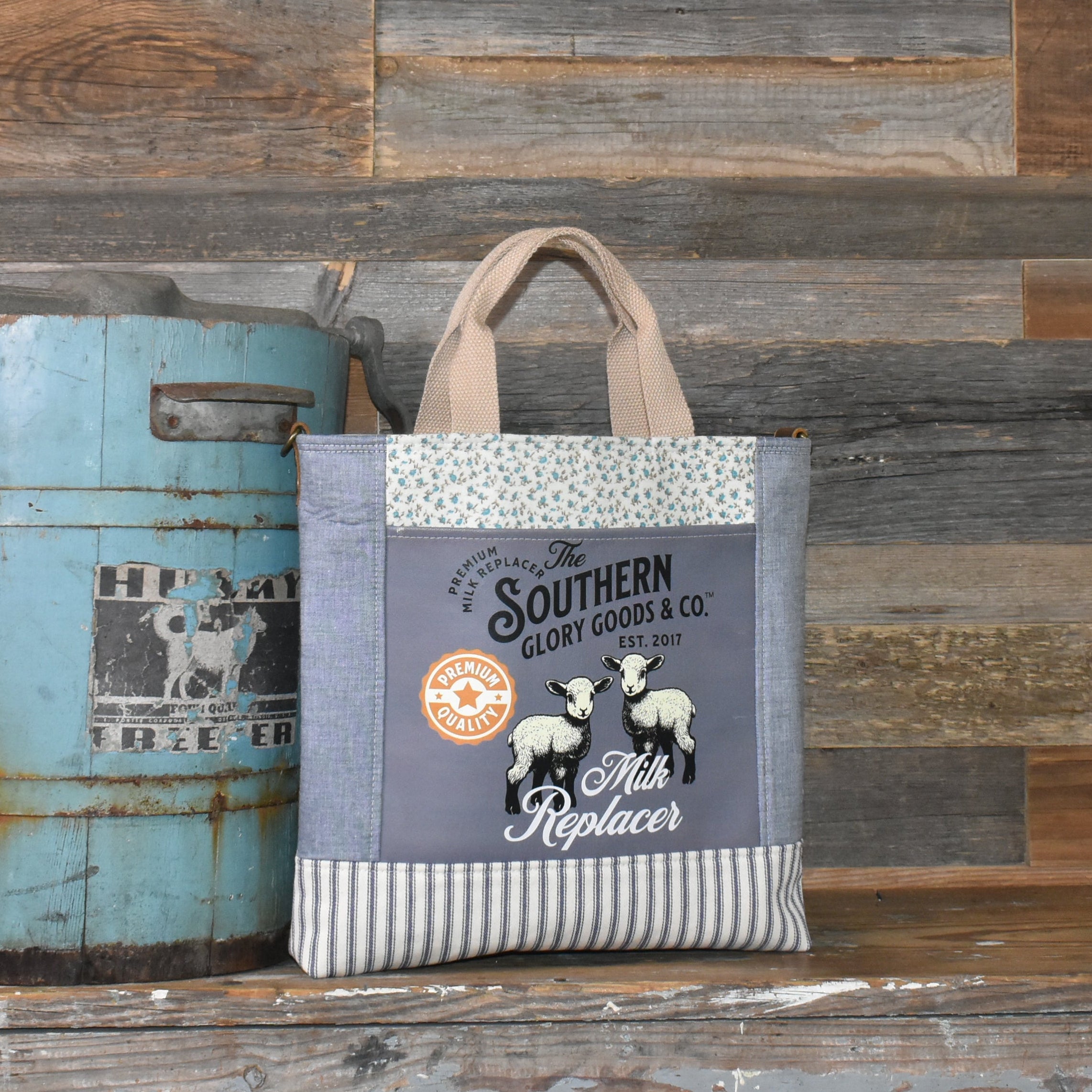 Handmade Vintage Style Lamb Milk Replacer Tote