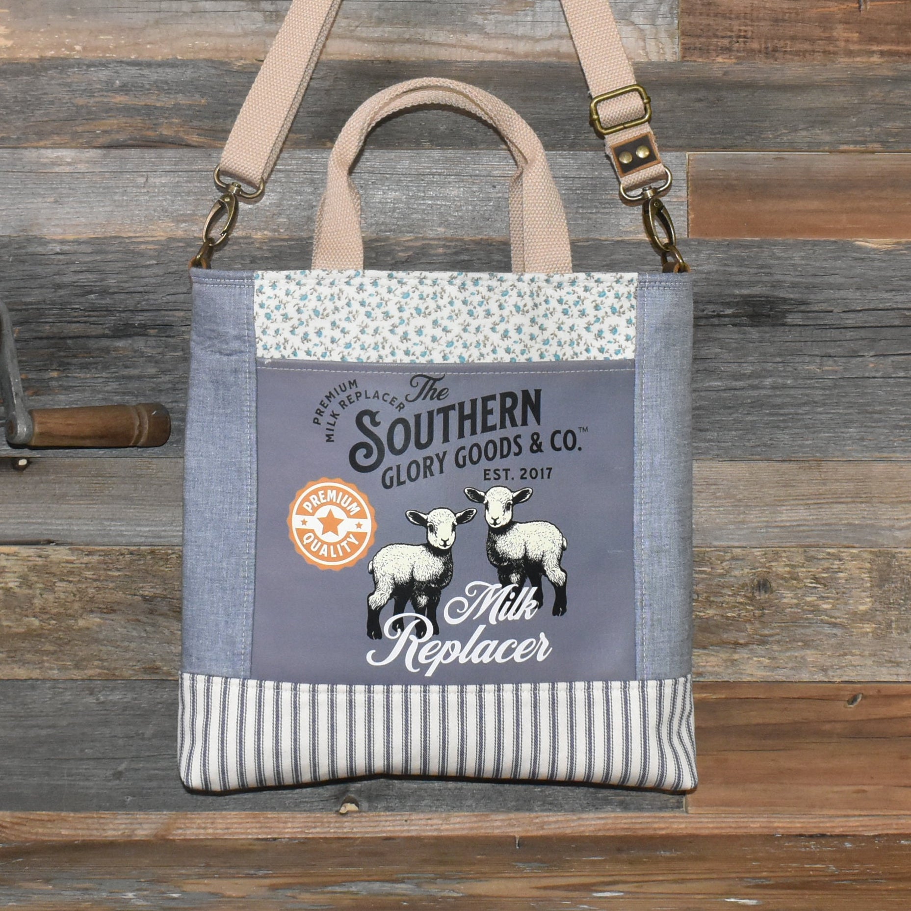 Handmade Vintage Style Lamb Milk Replacer Tote