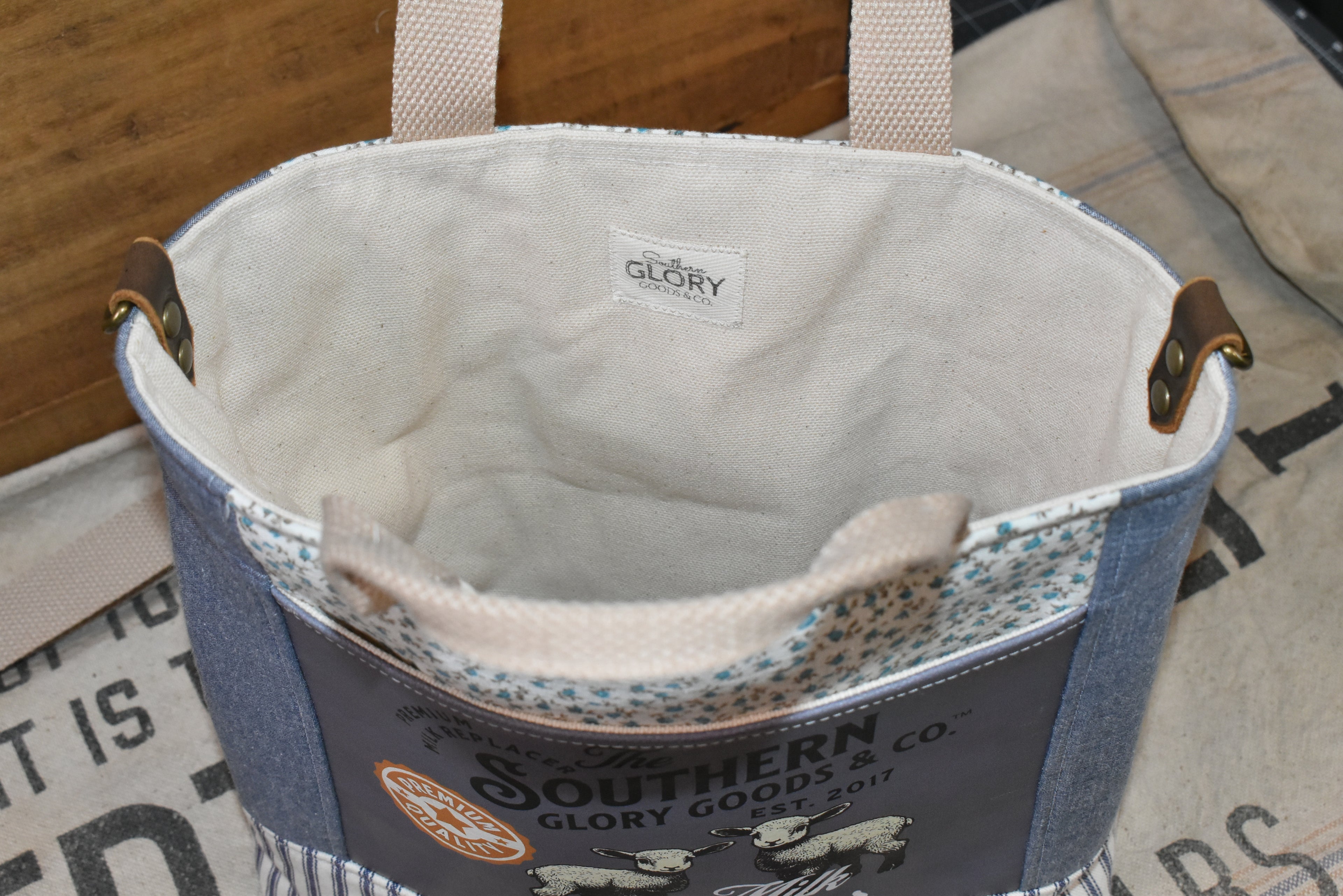 Handmade Vintage Style Lamb Milk Replacer Tote