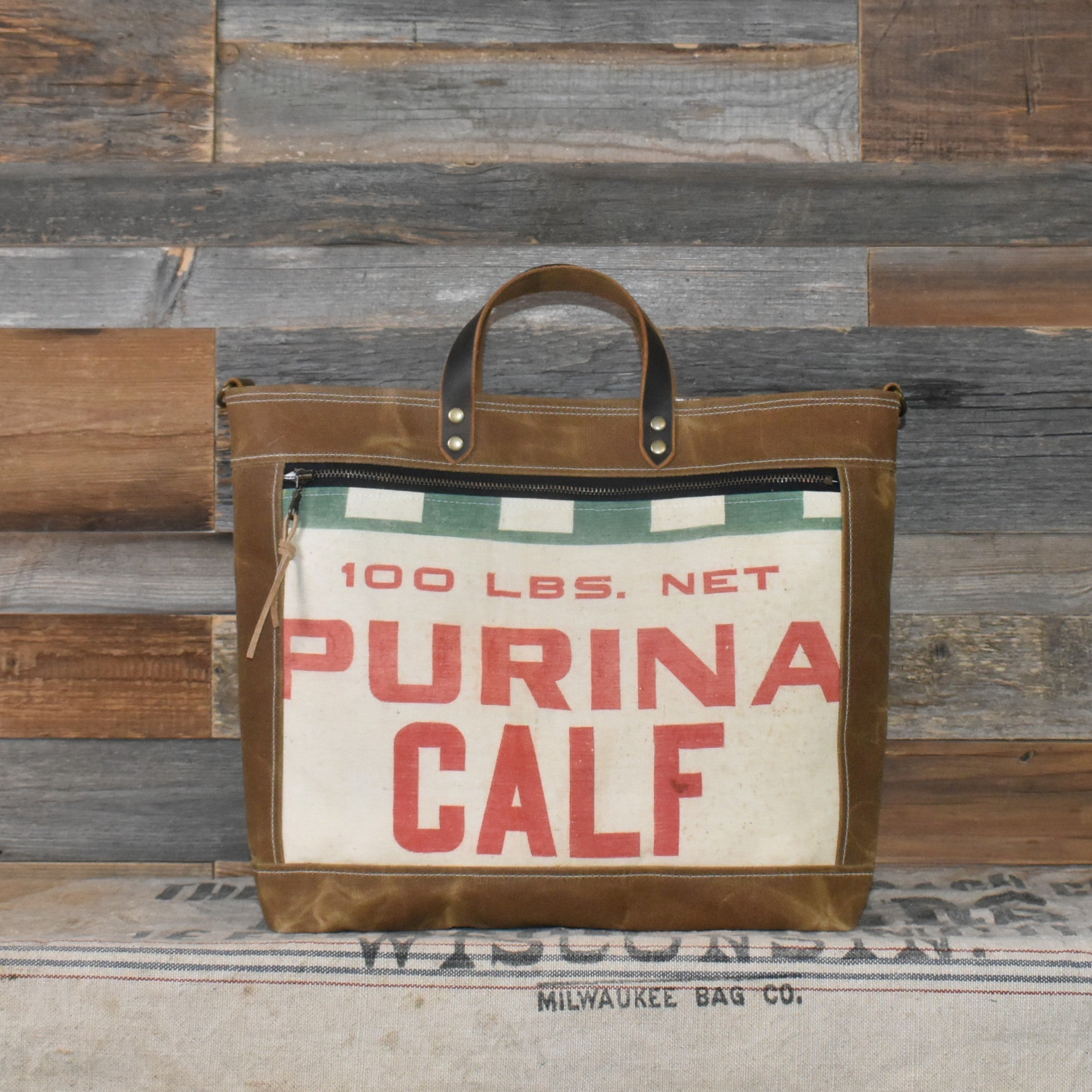 Vintage Purina Calf Feed Sack + Waxed Canvas Tote