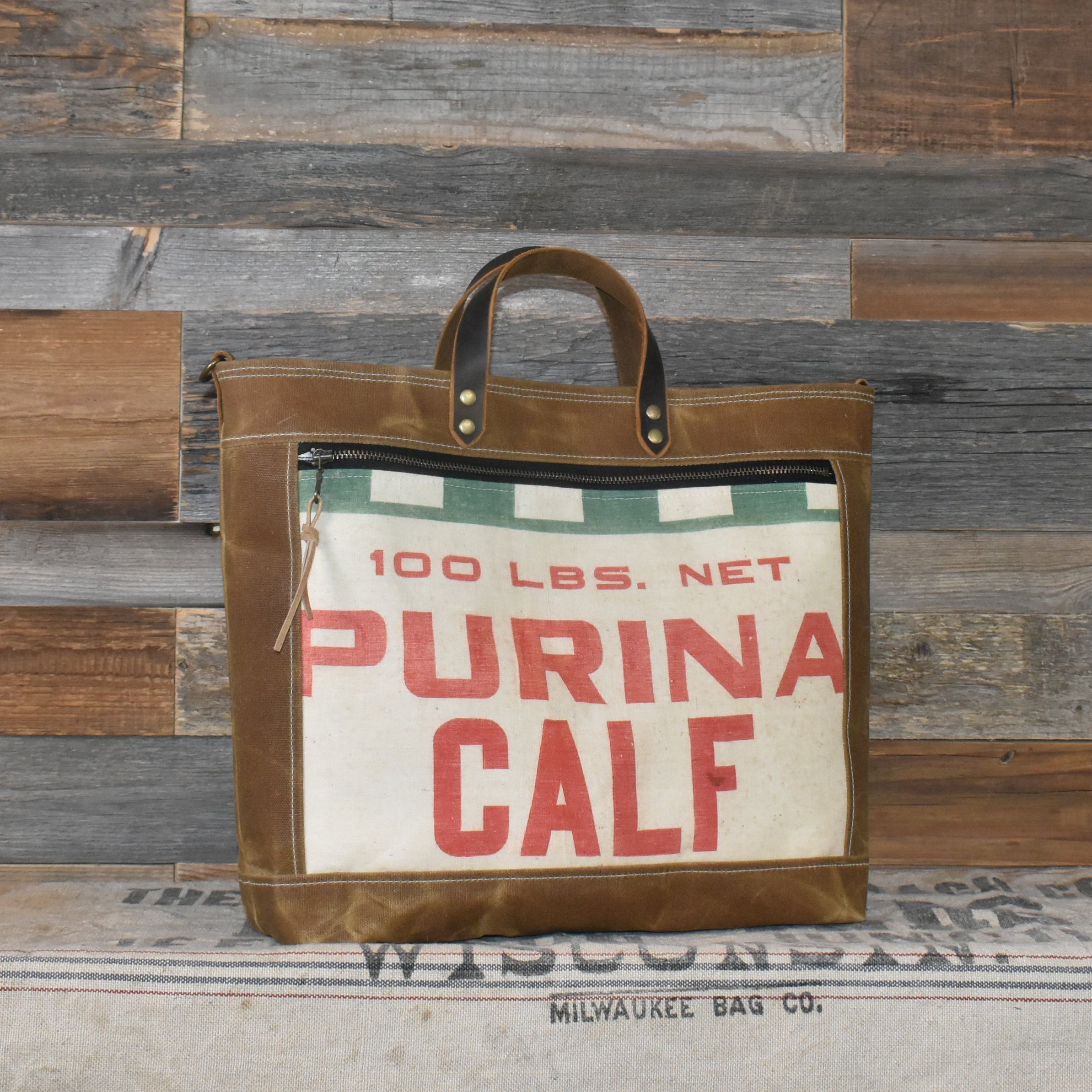 Vintage Purina Calf Feed Sack + Waxed Canvas Tote