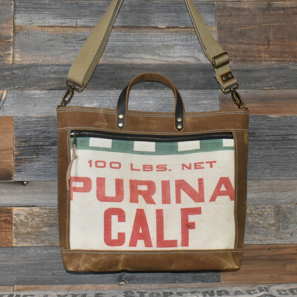 Vintage Purina Calf Feed Sack + Waxed Canvas Tote